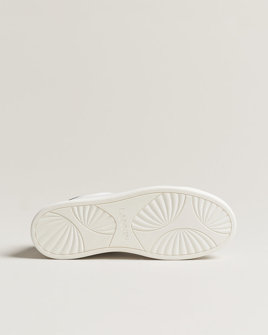 Lanvin DBB0 Leather Sneaker in White/ Dark Blue