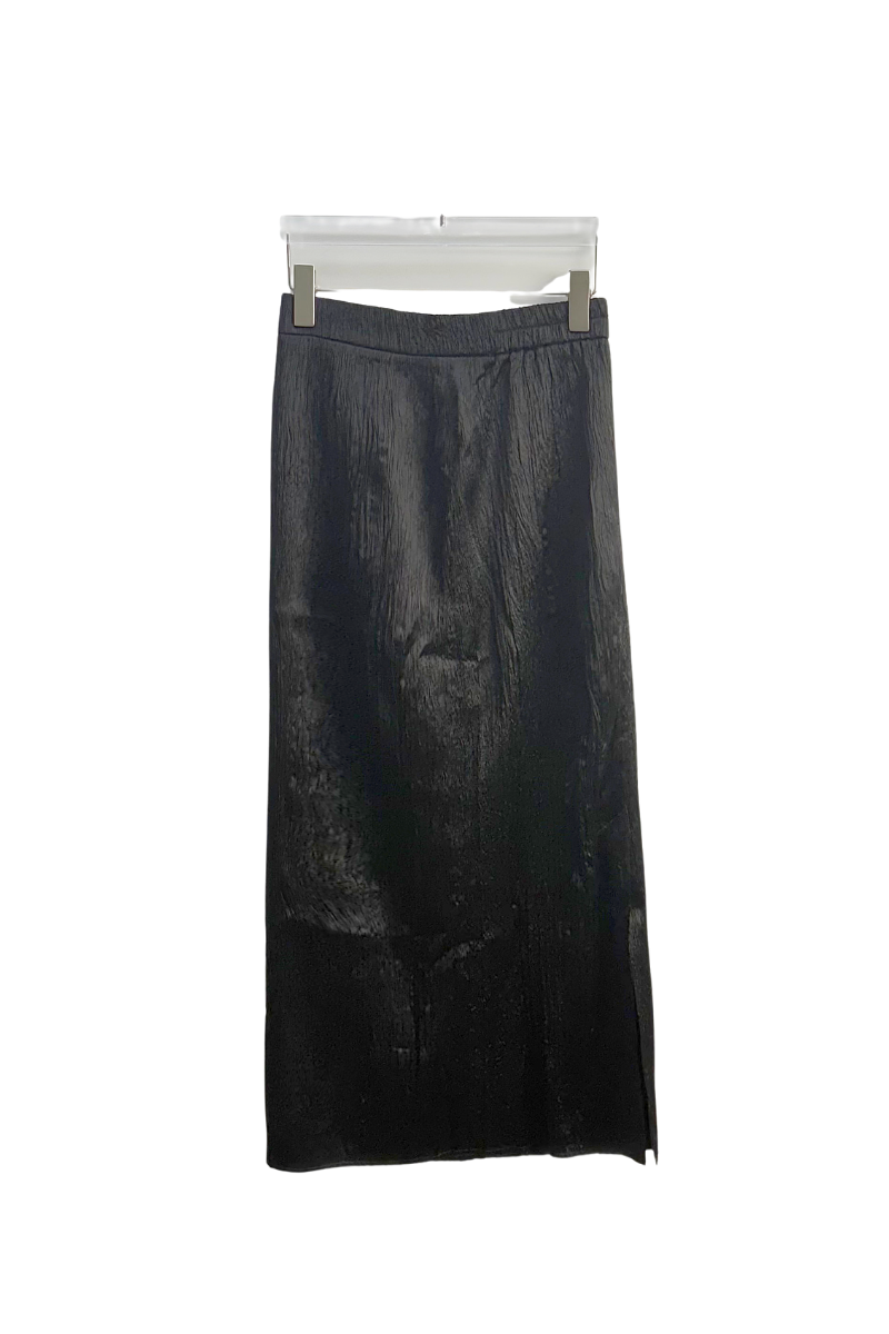 Max Simple Pleated Acetate Skirt Black