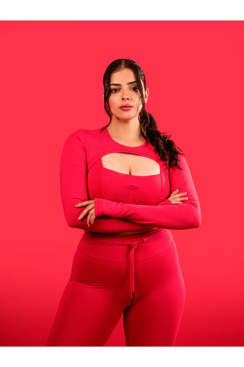 Olivia Long Sleeve Ultra Shrug Top | Spanish Crimson