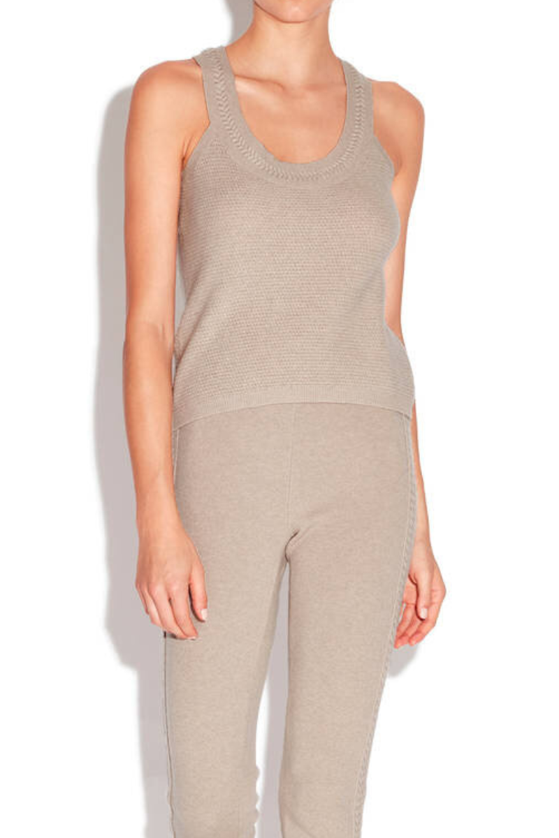 La Perla Braided Jewel Cashmere-Blend Tank In Beige