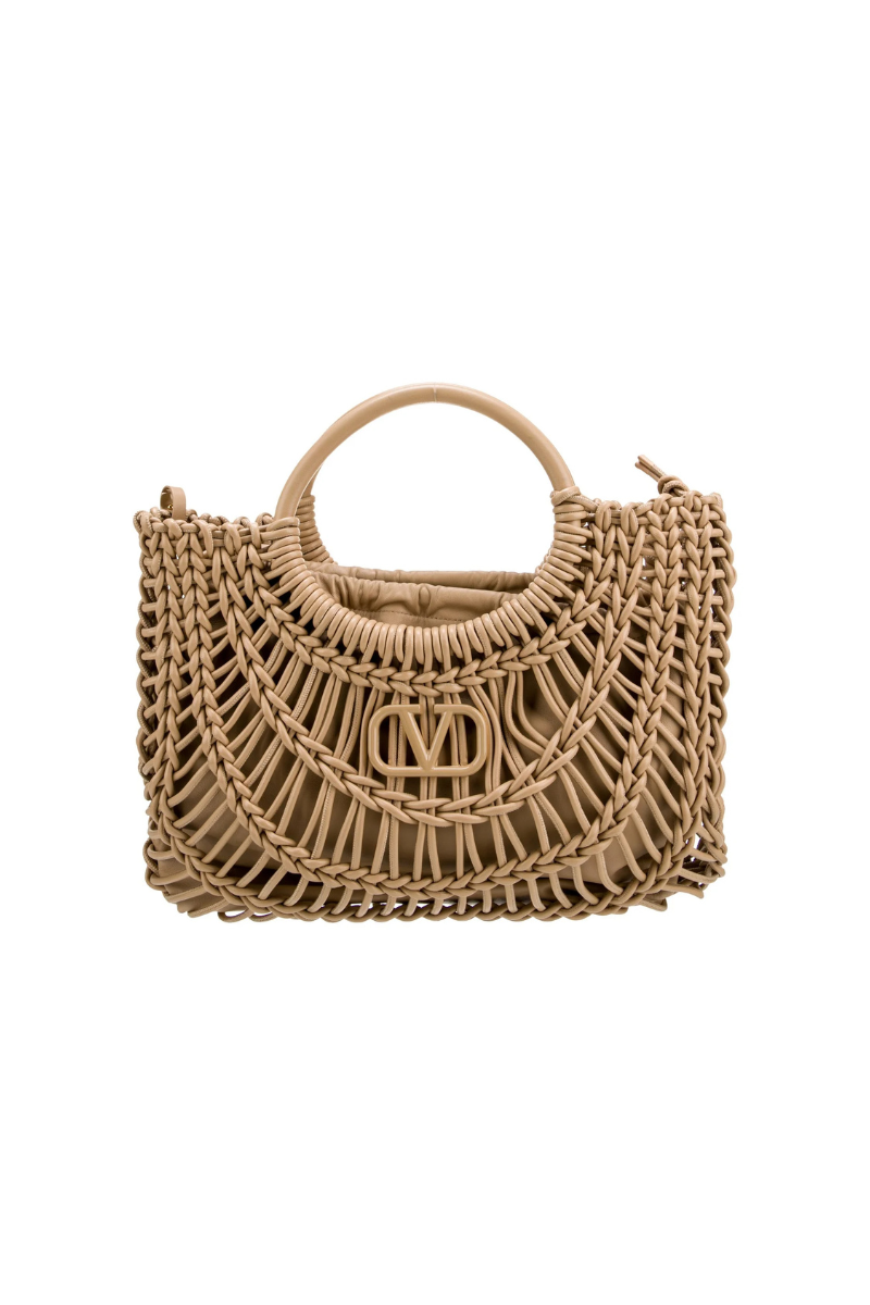 Valentino Garavani AllKnots Woven Leather Shopper bag in Cappuccino