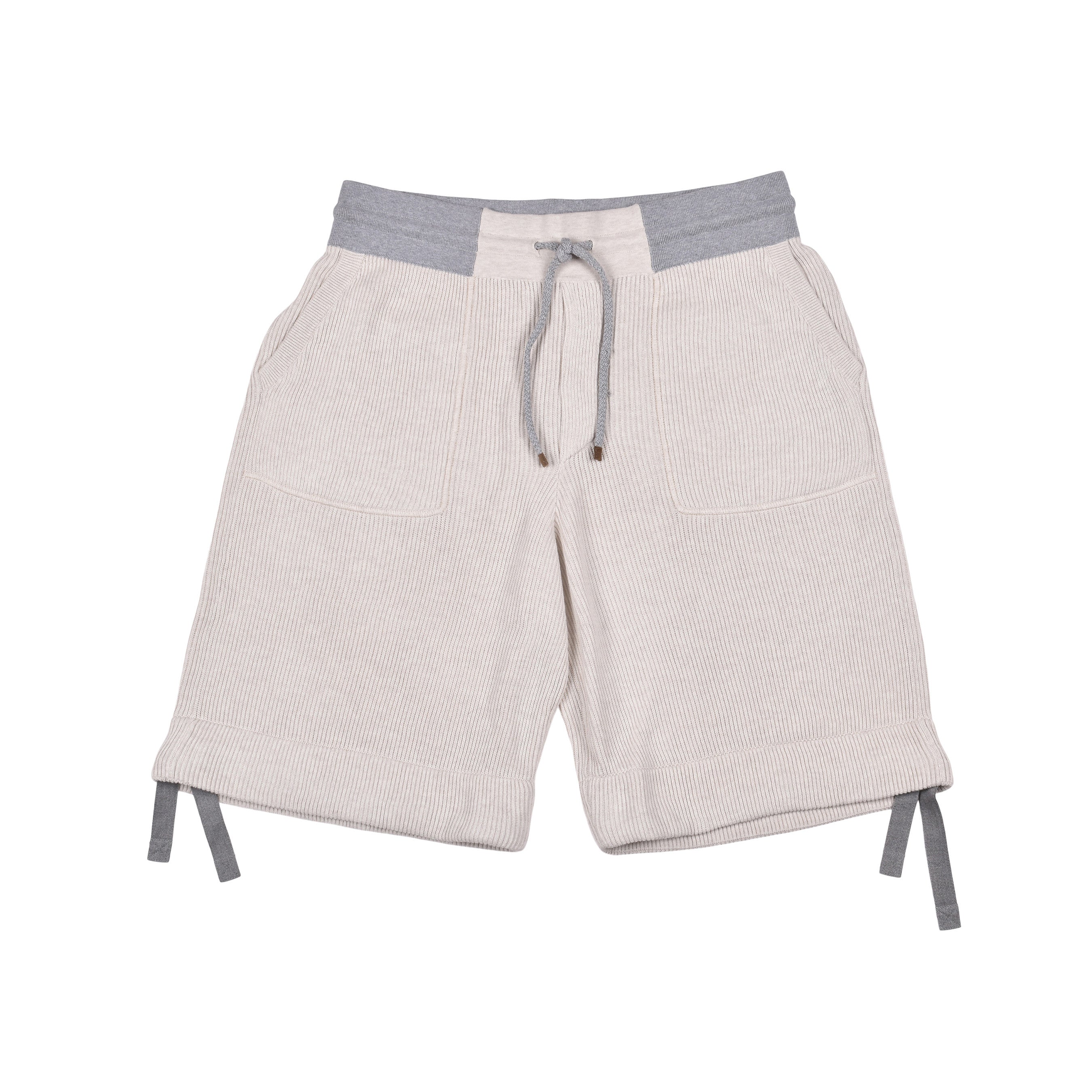 BRUNELLO CUCINELLI MEN'S 100% COTTON TWO TONE GRAY KNIT FASHION GYM SHORTS