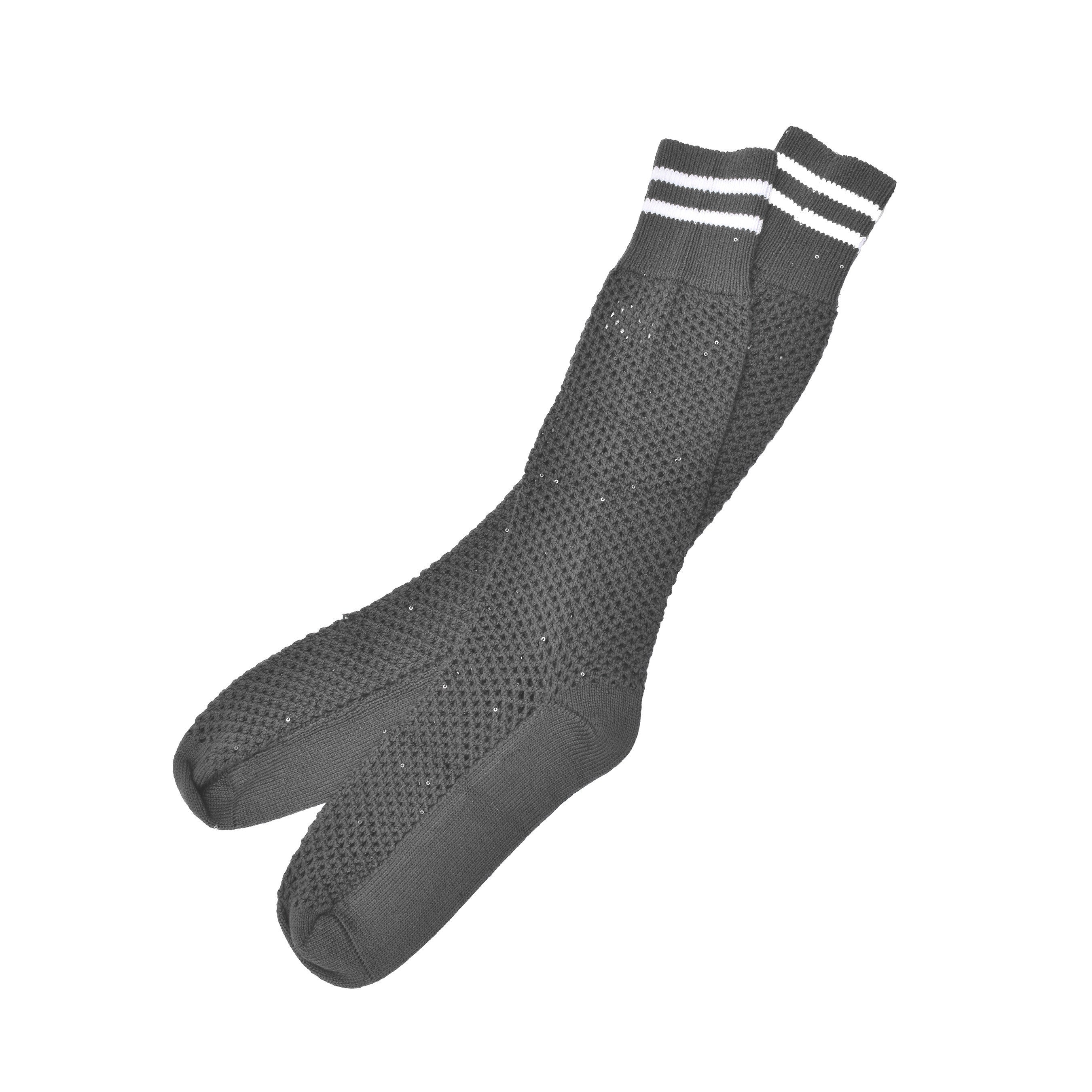 BRUNELLO CUCINELLI WOMEN'S TWO TONE HAND KNIT HIGH CALF SOCKS