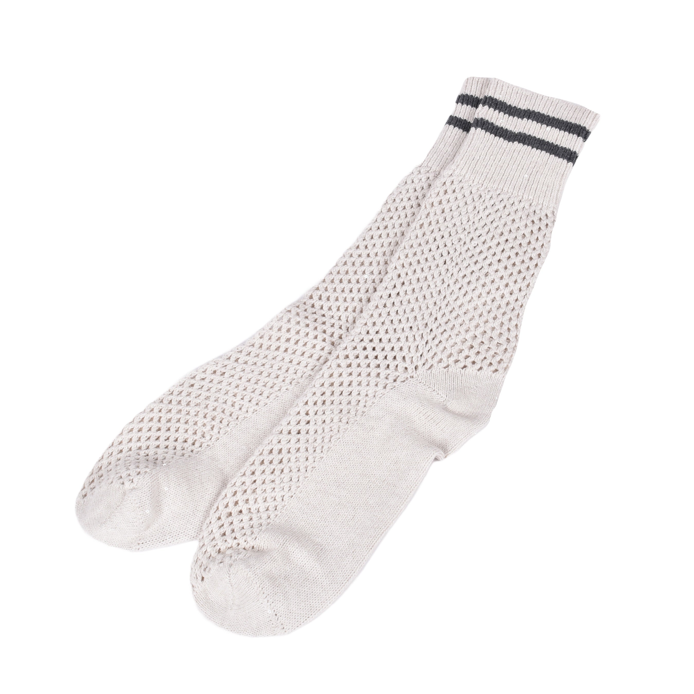 BRUNELLO CUCINELLI WOMEN'S TWO TONE HAND KNIT MID CALF SOCKS