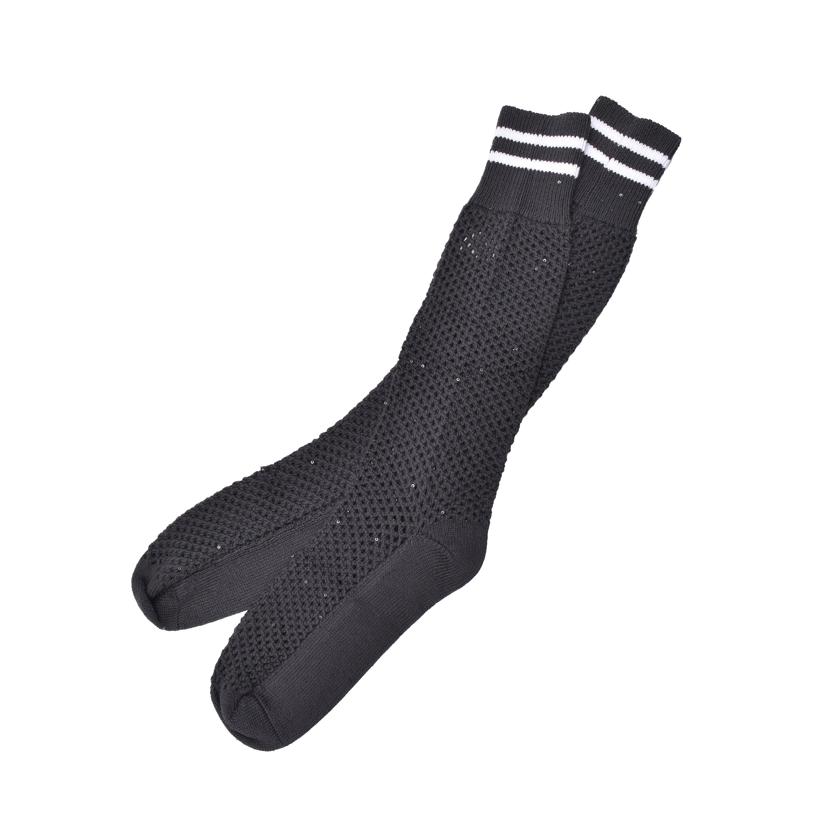 BRUNELLO CUCINELLI WOMEN'S TWO TONE HAND KNIT HIGH CALF SOCKS