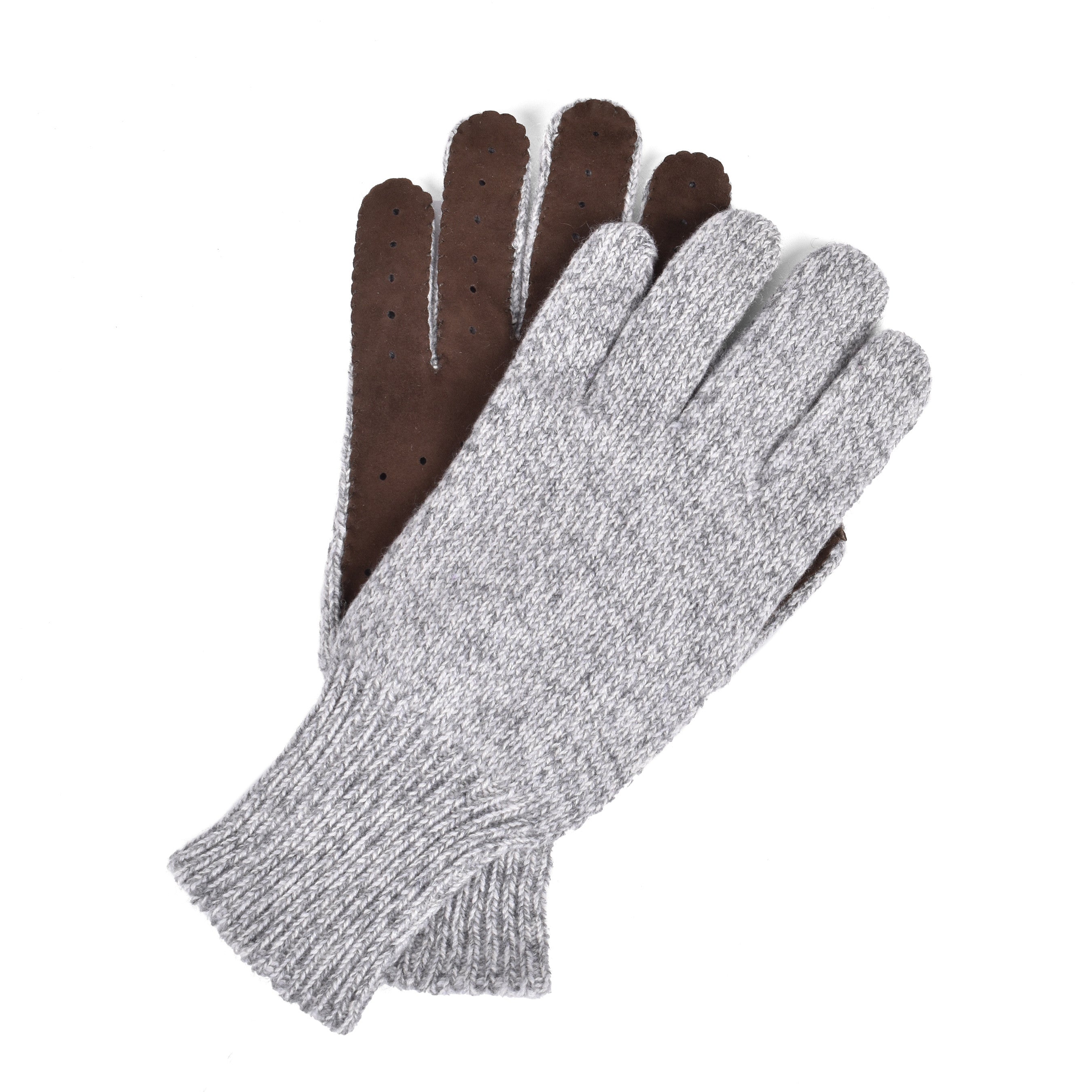 BRUNELLO CUCINELLI MEN'S CASHMERE KNIT LINED SUEDE GLOVES NWT