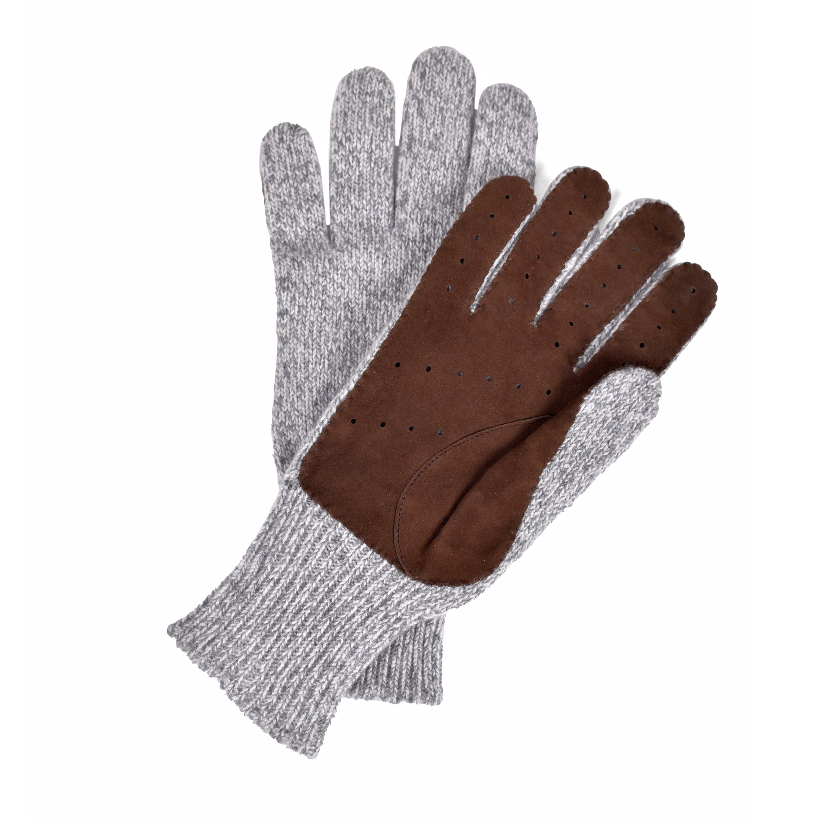 BRUNELLO CUCINELLI MEN'S CASHMERE KNIT LINED SUEDE GLOVES NWT