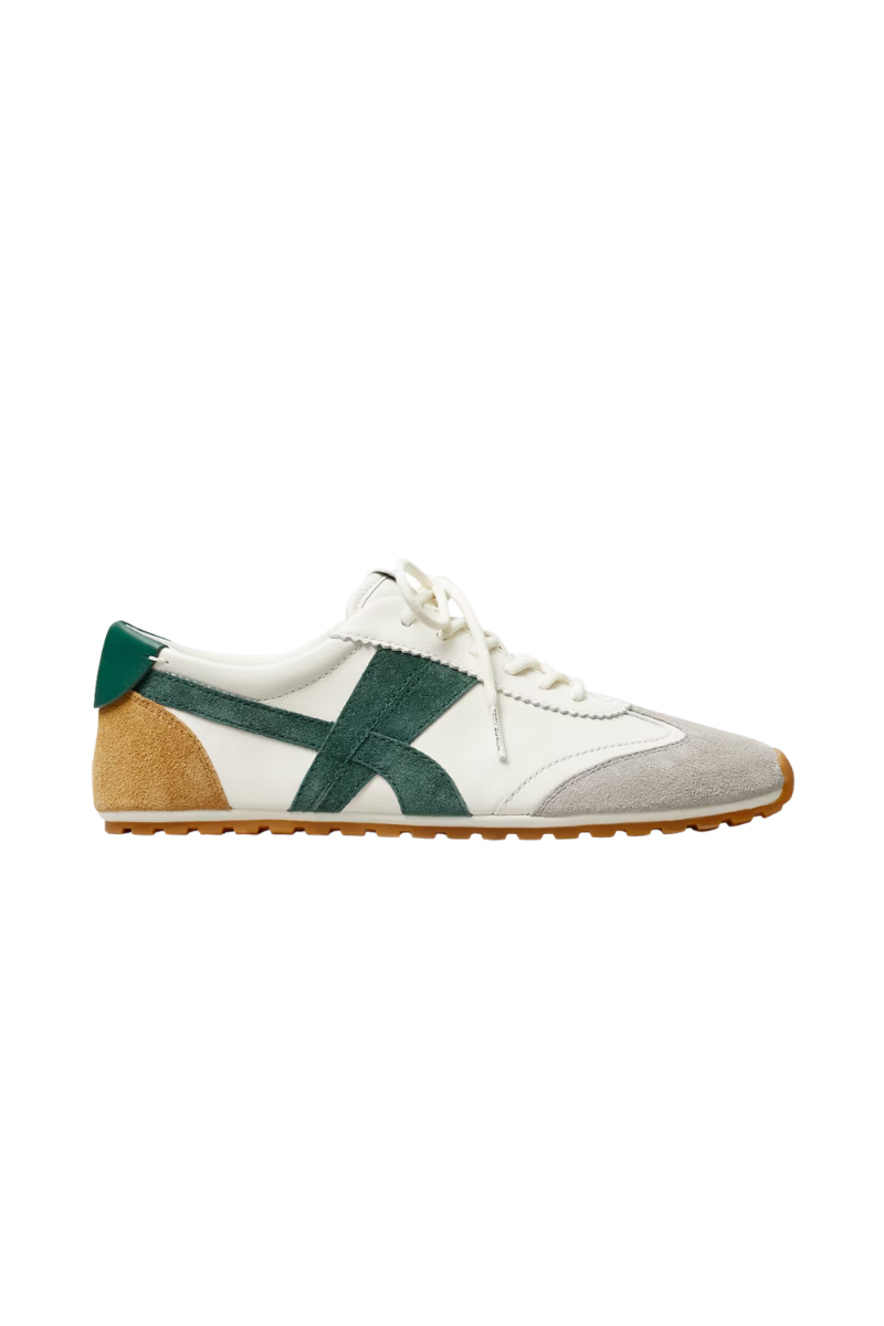 Tory Burch Hank Field Sneaker Leather Blanc / Malachite / Grey 183644-117