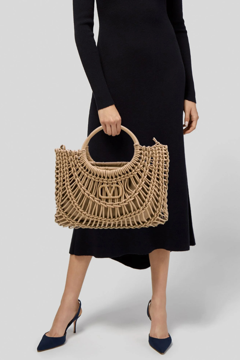 Valentino Garavani AllKnots Woven Leather Shopper bag in Cappuccino