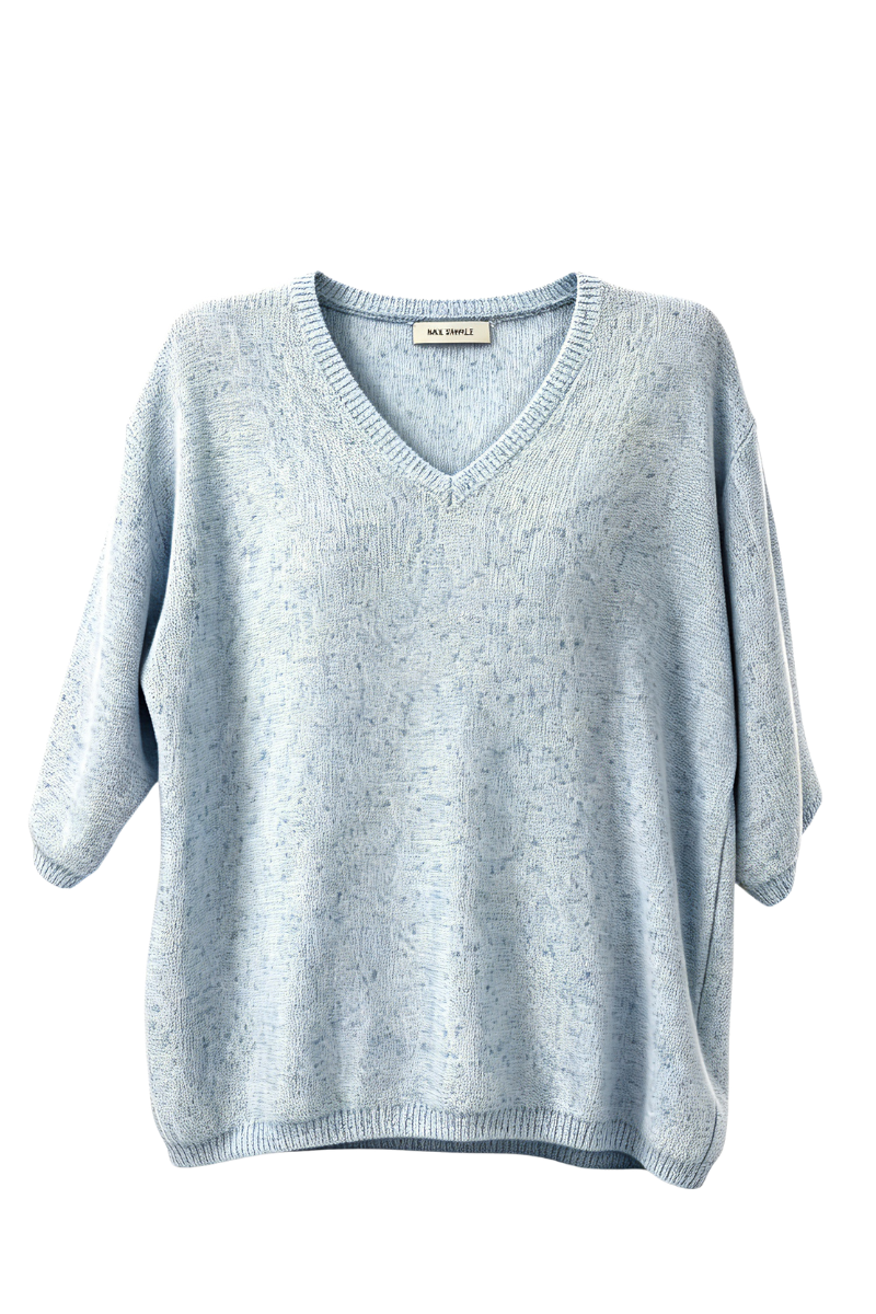 Max Simple Sequin V-Neck Raglan Knit Dusty Blue MSSN267158D