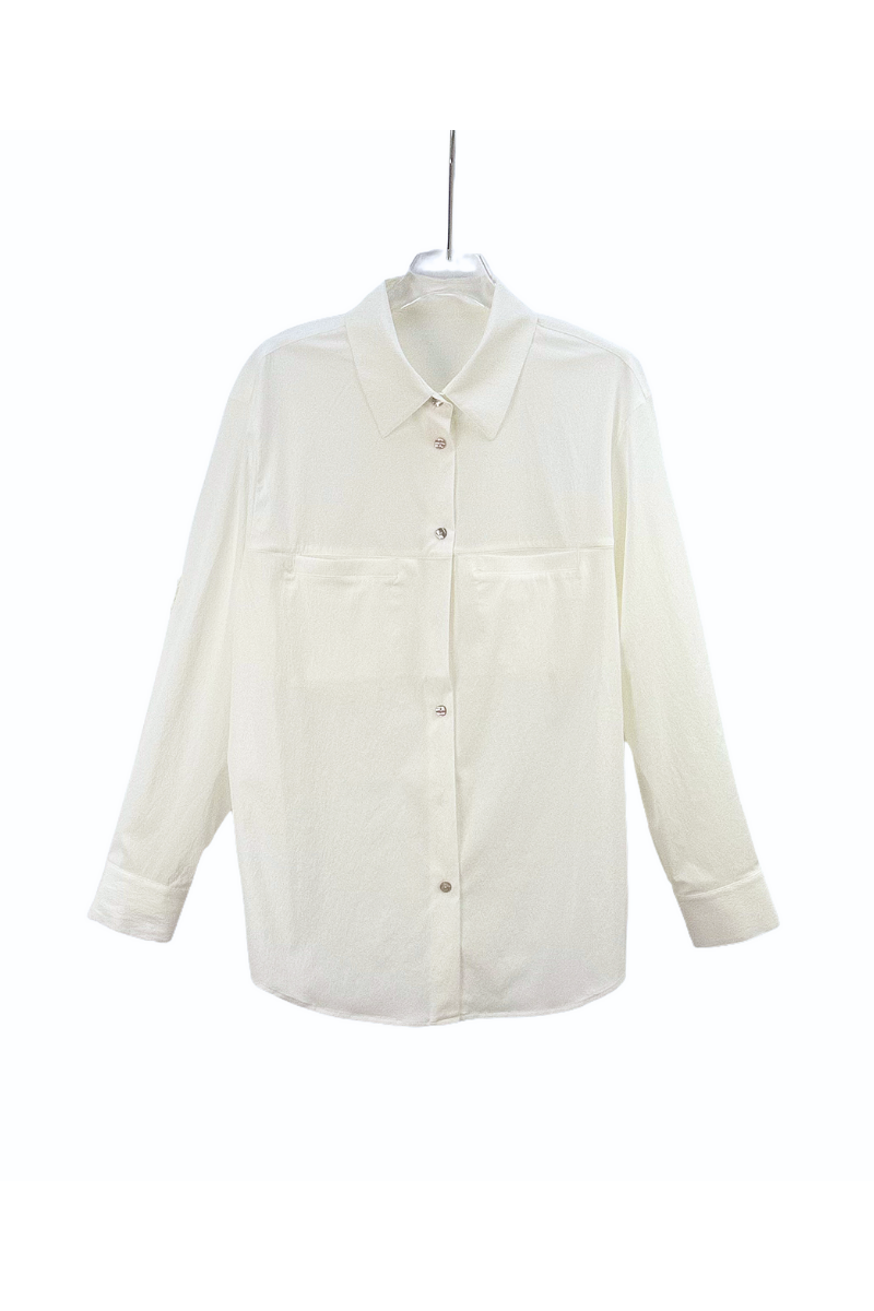 Max Simple Relaxed Silk Shirt White