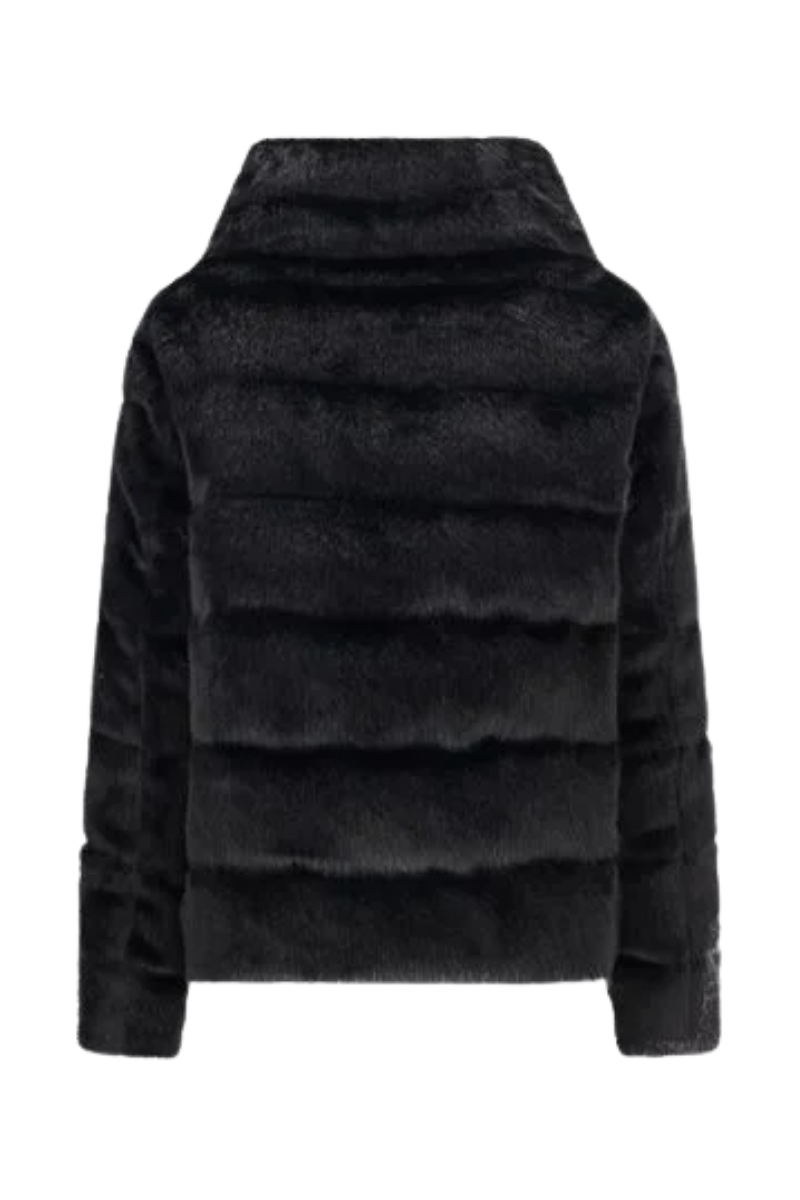 Herno Women's Black Quilted Faux Fur Down Jacket