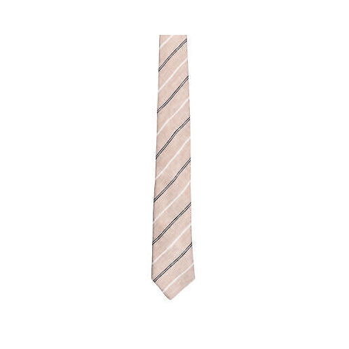 BRUNELLO CUCINELLI MEN'S 100% LINEN STIPED SKINNY TIE NEW