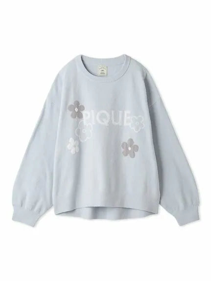 Airy Moco Flower Logo Jacquard Pullover Sweater