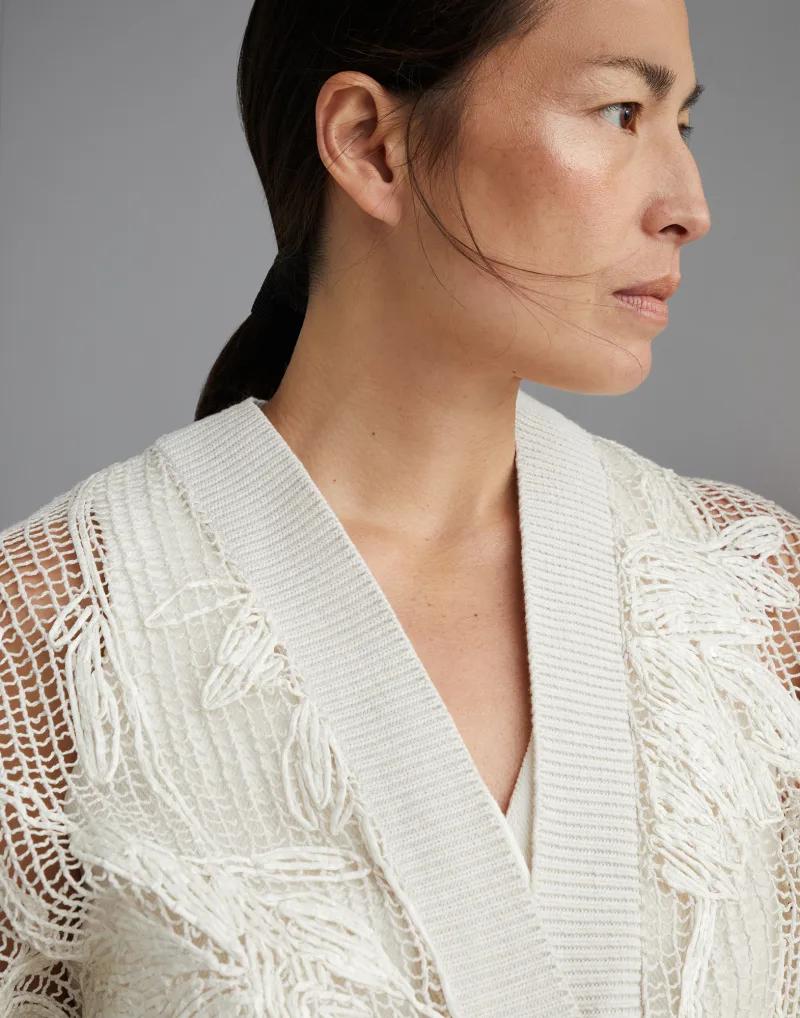 BRUNELLO CUCINELLI WOMEN'S OFF WHITE OPENWORK SWEATER