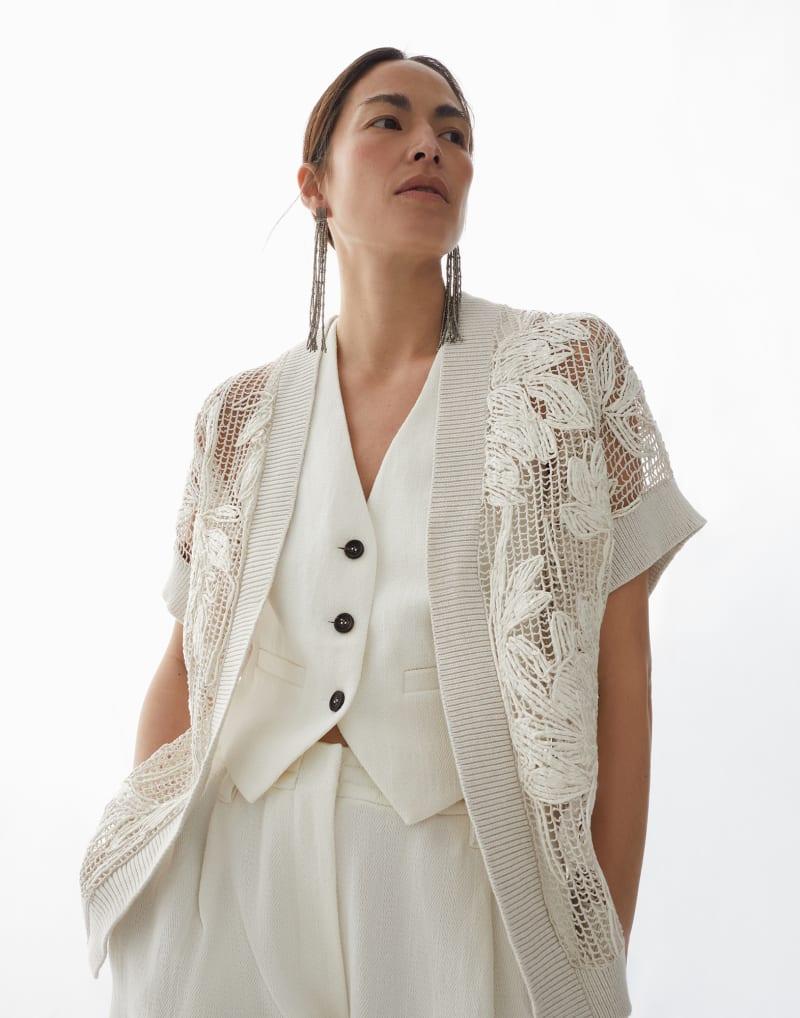 BRUNELLO CUCINELLI WOMEN'S OFF WHITE OPENWORK SWEATER