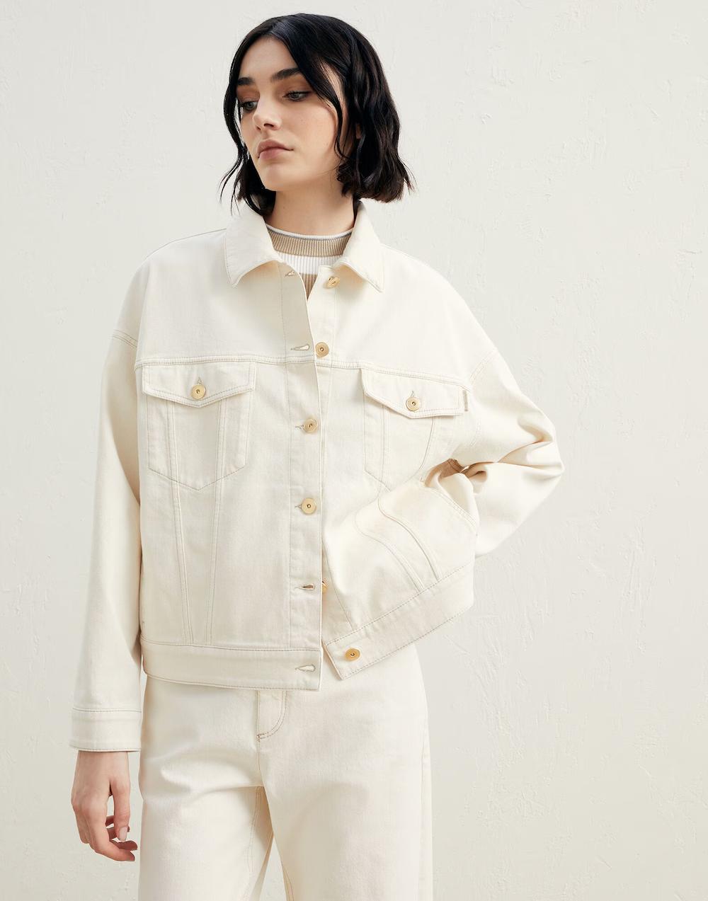 BRUNELLO CUCINELLI WOMEN'S OFF WHITE COTTON JACKET