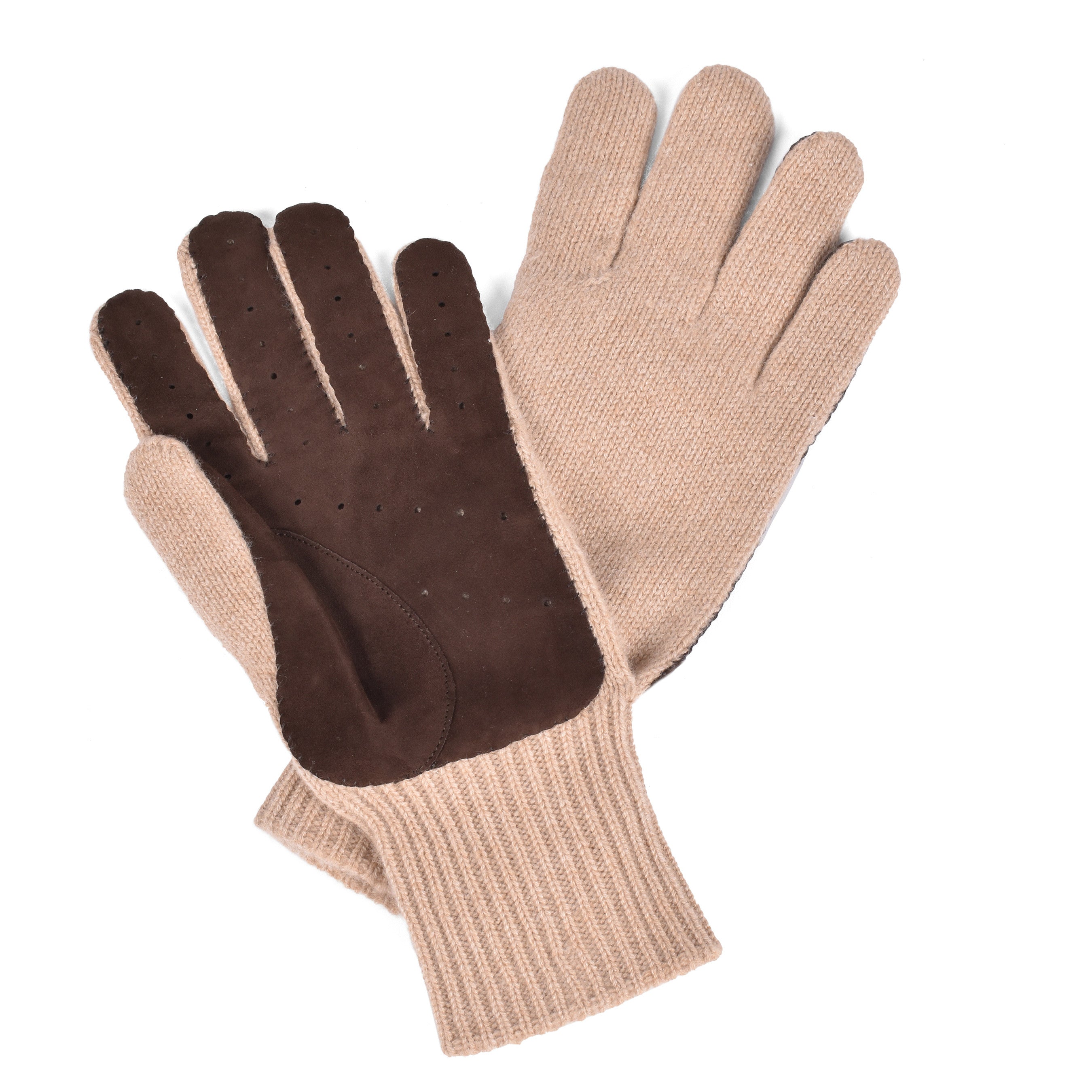 BRUNELLO CUCINELLI MEN'S CASHMERE KNIT LINED SUEDE GLOVES
