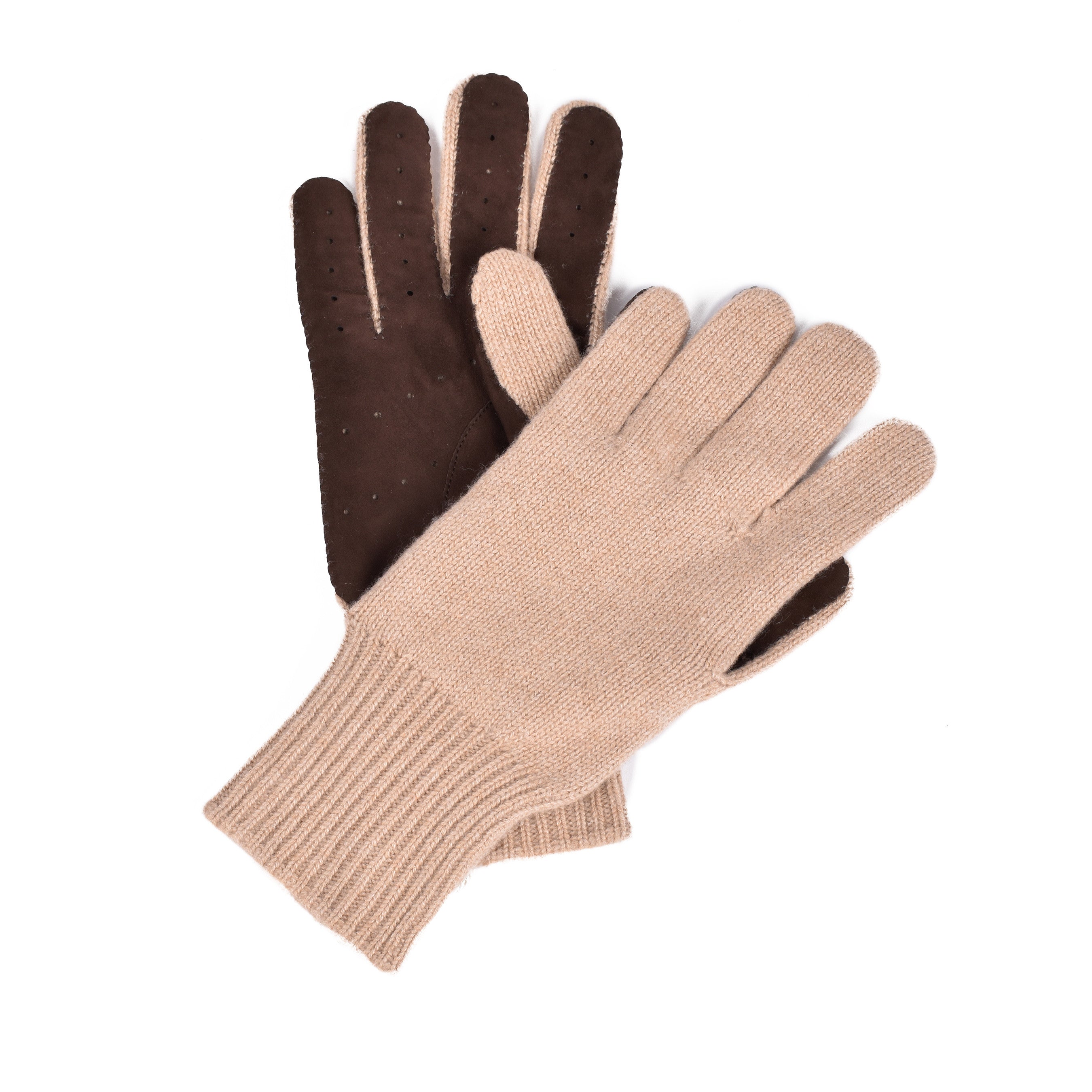 BRUNELLO CUCINELLI MEN'S CASHMERE KNIT LINED SUEDE GLOVES