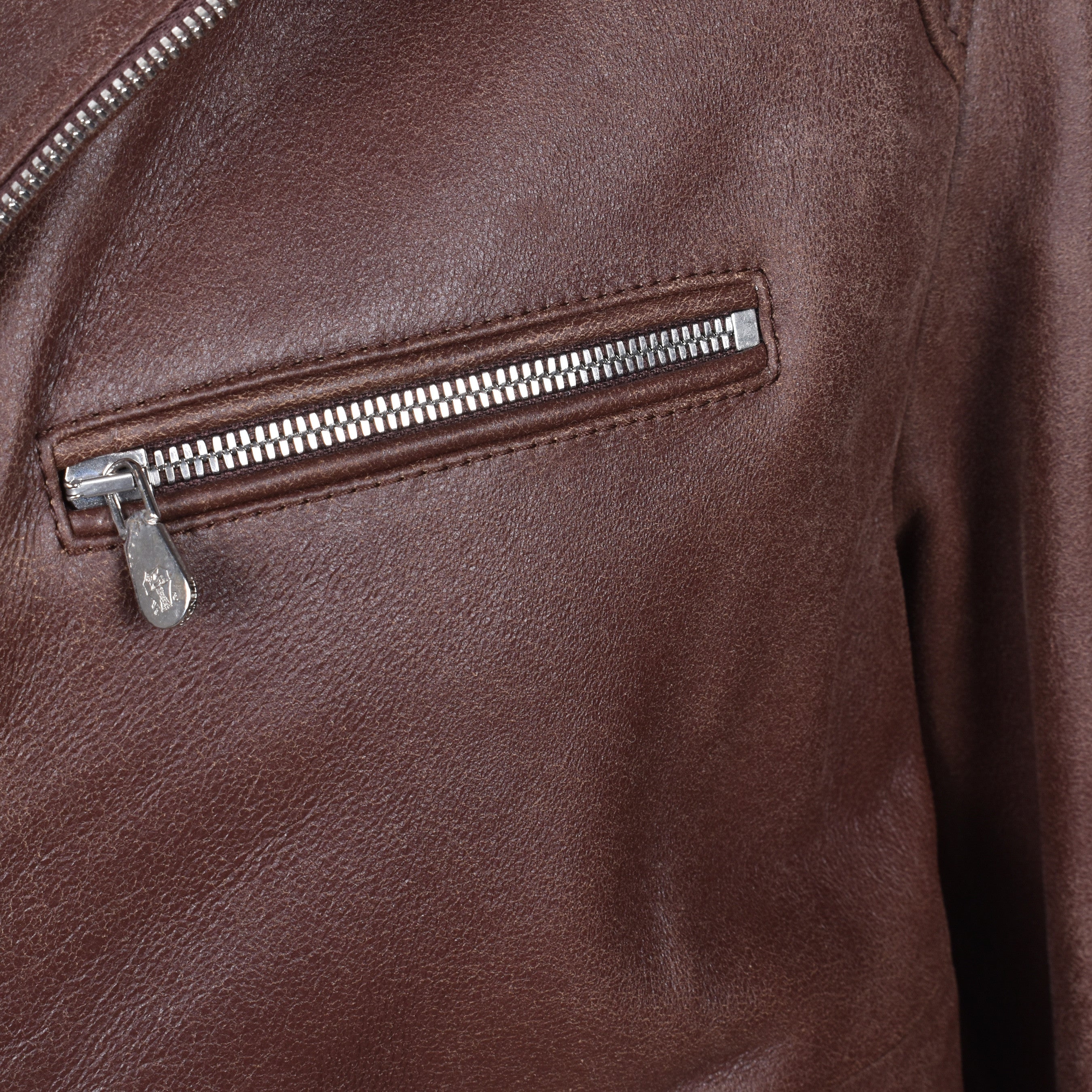 BRUNELLO CUCINELLI MEN'S BROWN LEATHER SHEARLING BOMBER JACKET