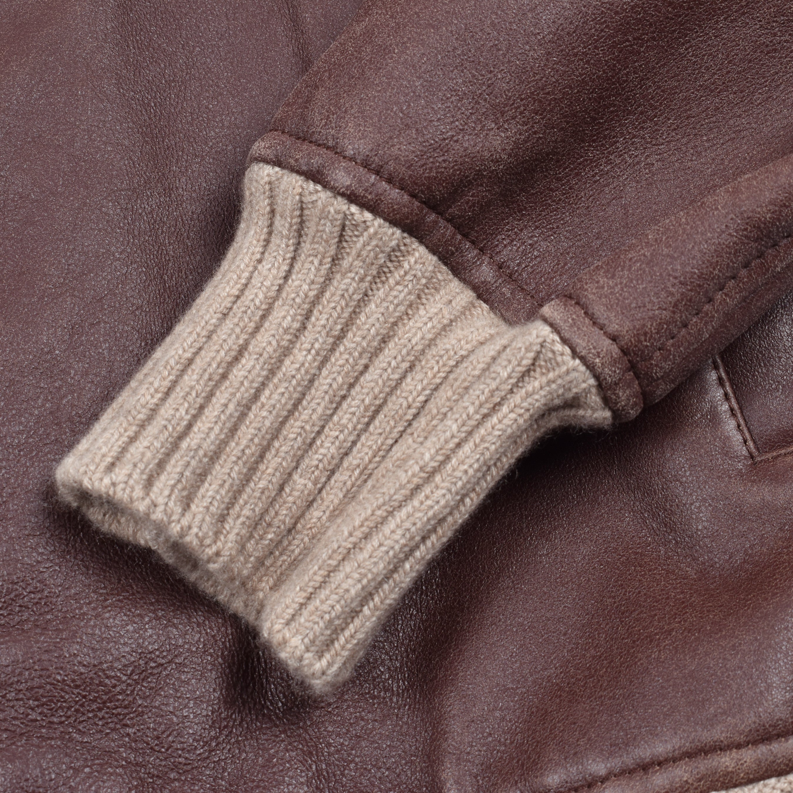 BRUNELLO CUCINELLI MEN'S BROWN LEATHER SHEARLING BOMBER JACKET