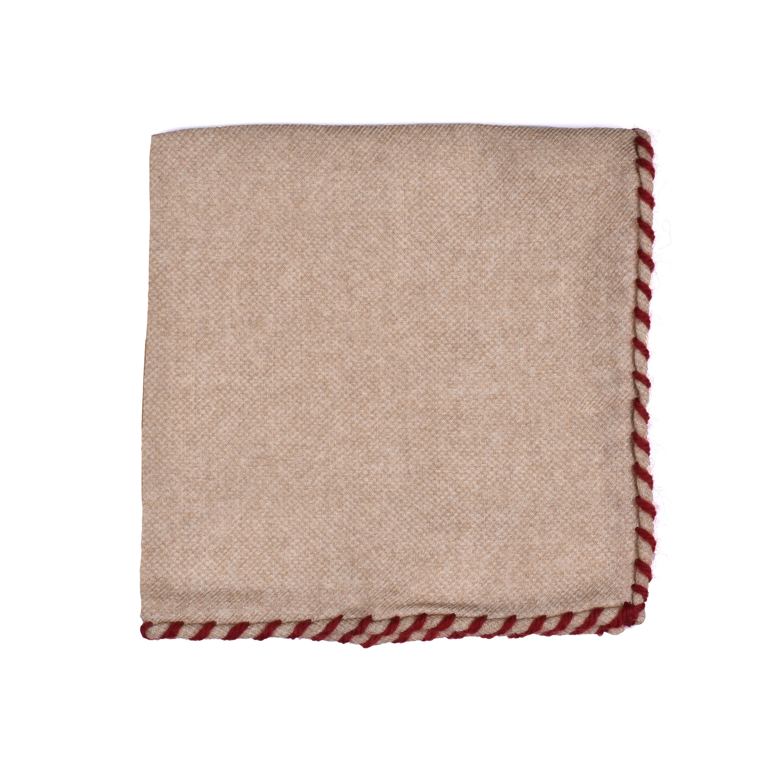 BRUNELLO CUCINELLI MEN'S ACACIA WOOL POCKETSQUARE WITH TRIM