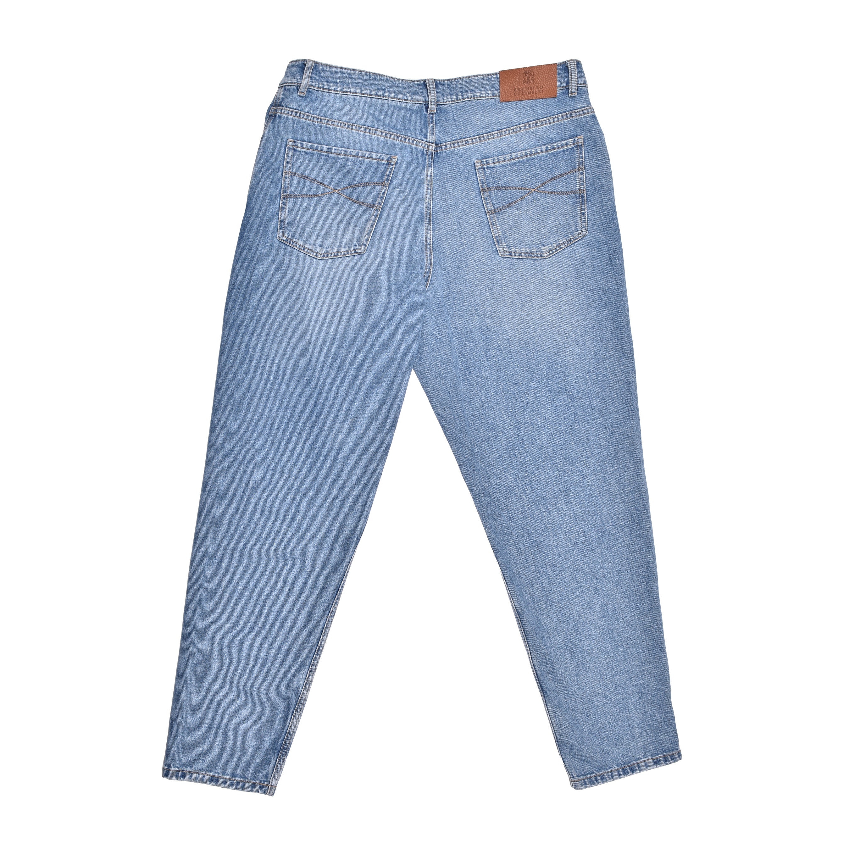 BRUNELLO CUCINELLI MEN'S LIGHT BLUE DENIM TROUSERS