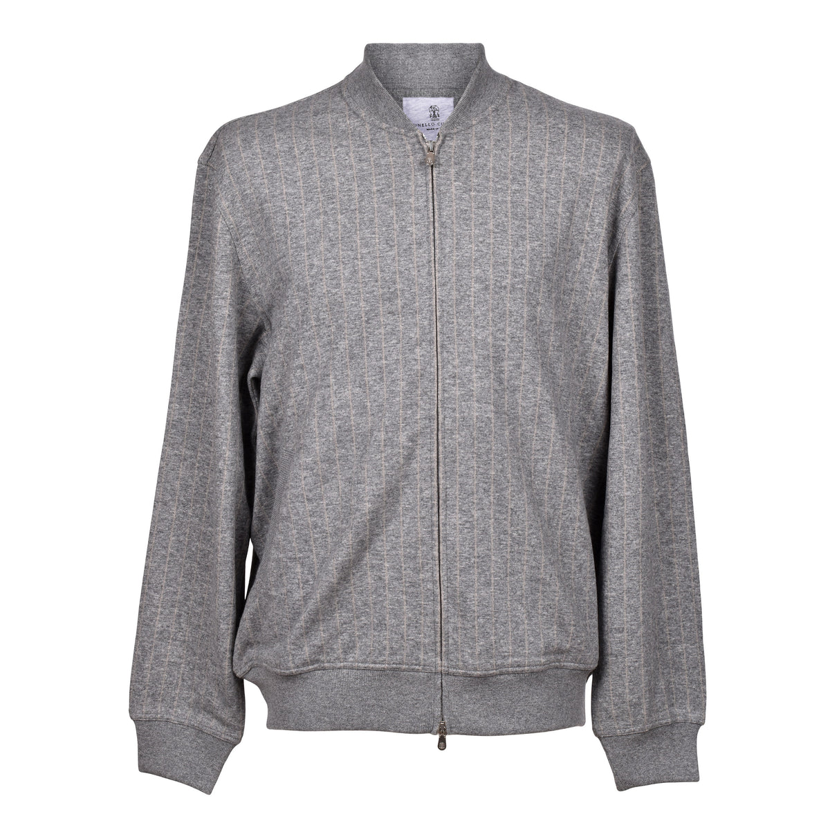 BRUNELLO CUCINELLI MEN'S PIN STRIPED BASEBALL STYLE CASHMERE ZIP UP JACKET NEW