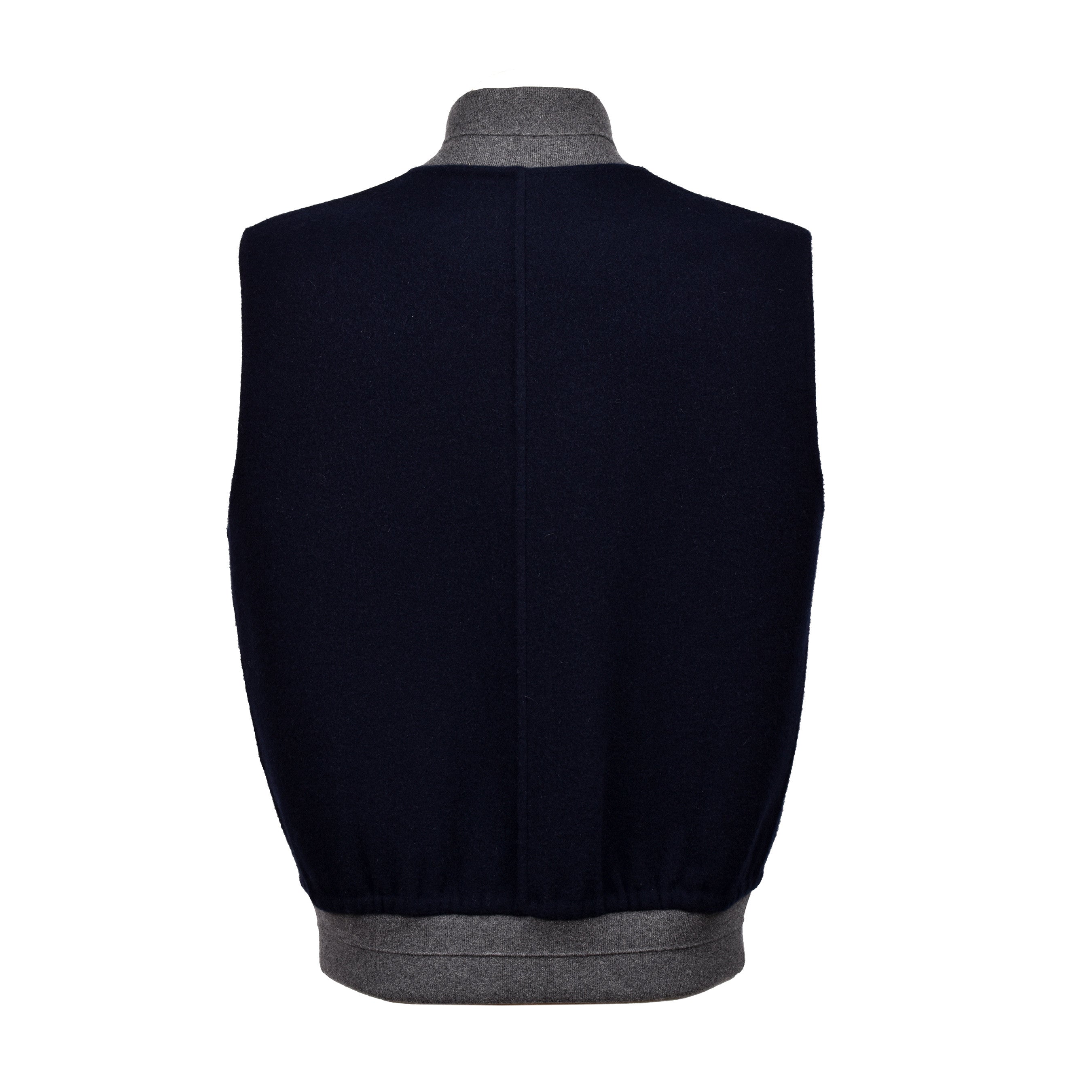 BRUNELLO CUCINELLI MEN'S NAVY GRAY CASHMERE REVERSIBLE VEST