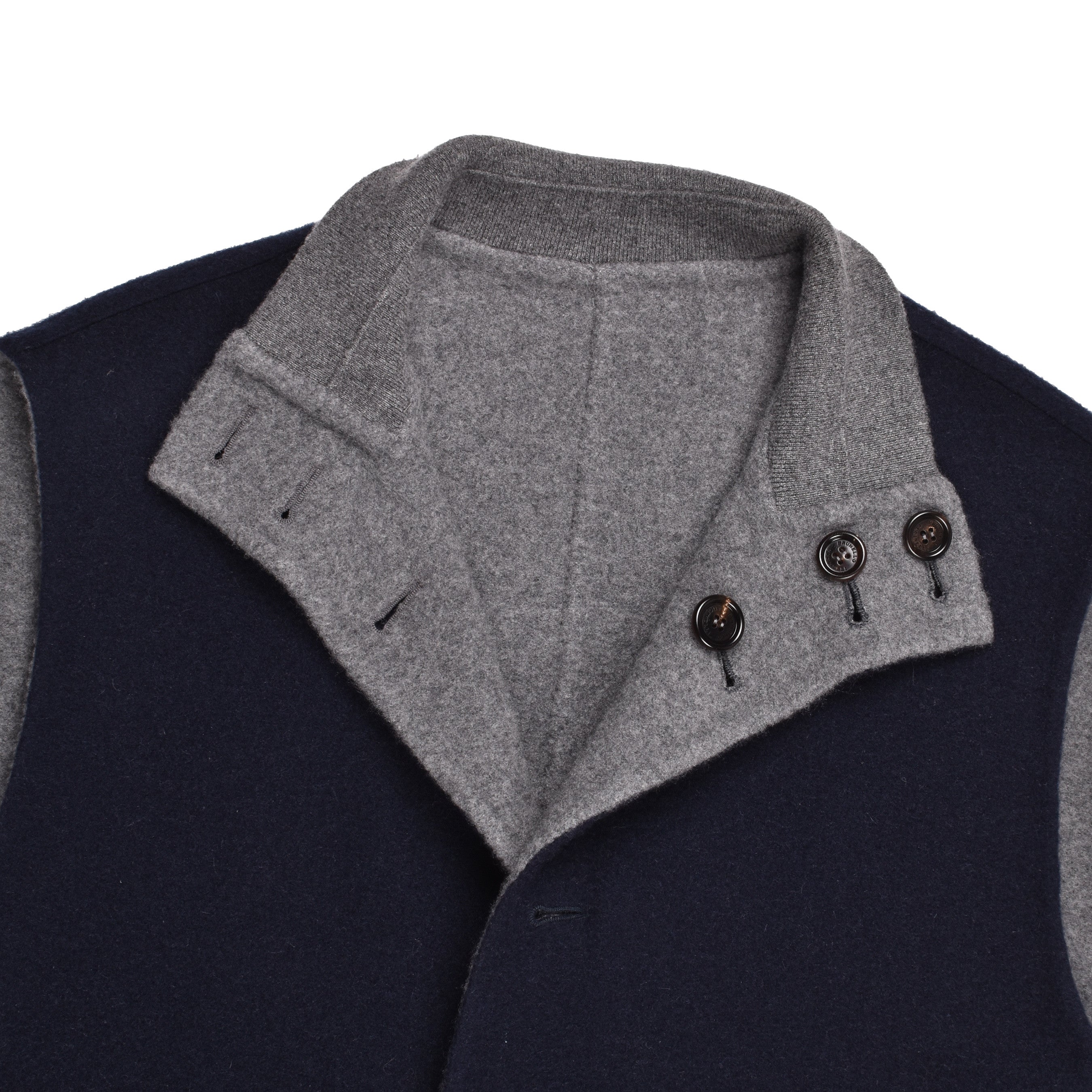 BRUNELLO CUCINELLI MEN'S NAVY GRAY CASHMERE REVERSIBLE VEST