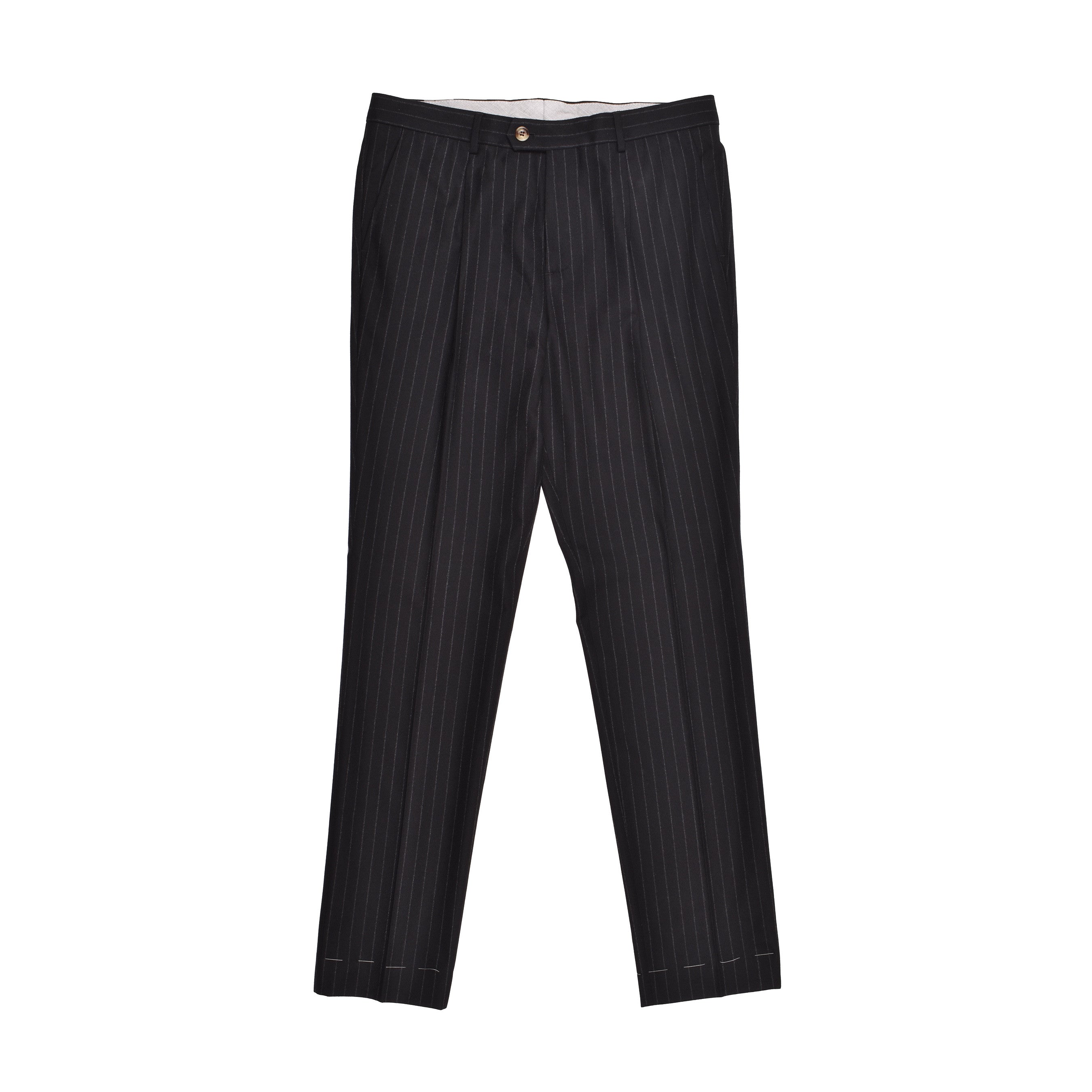 BRUNELLO CUCINELLI MEN'S PLEATED PINSTRIPED 100% VIRGIN WOOL TROUSERS/PANTS NEW