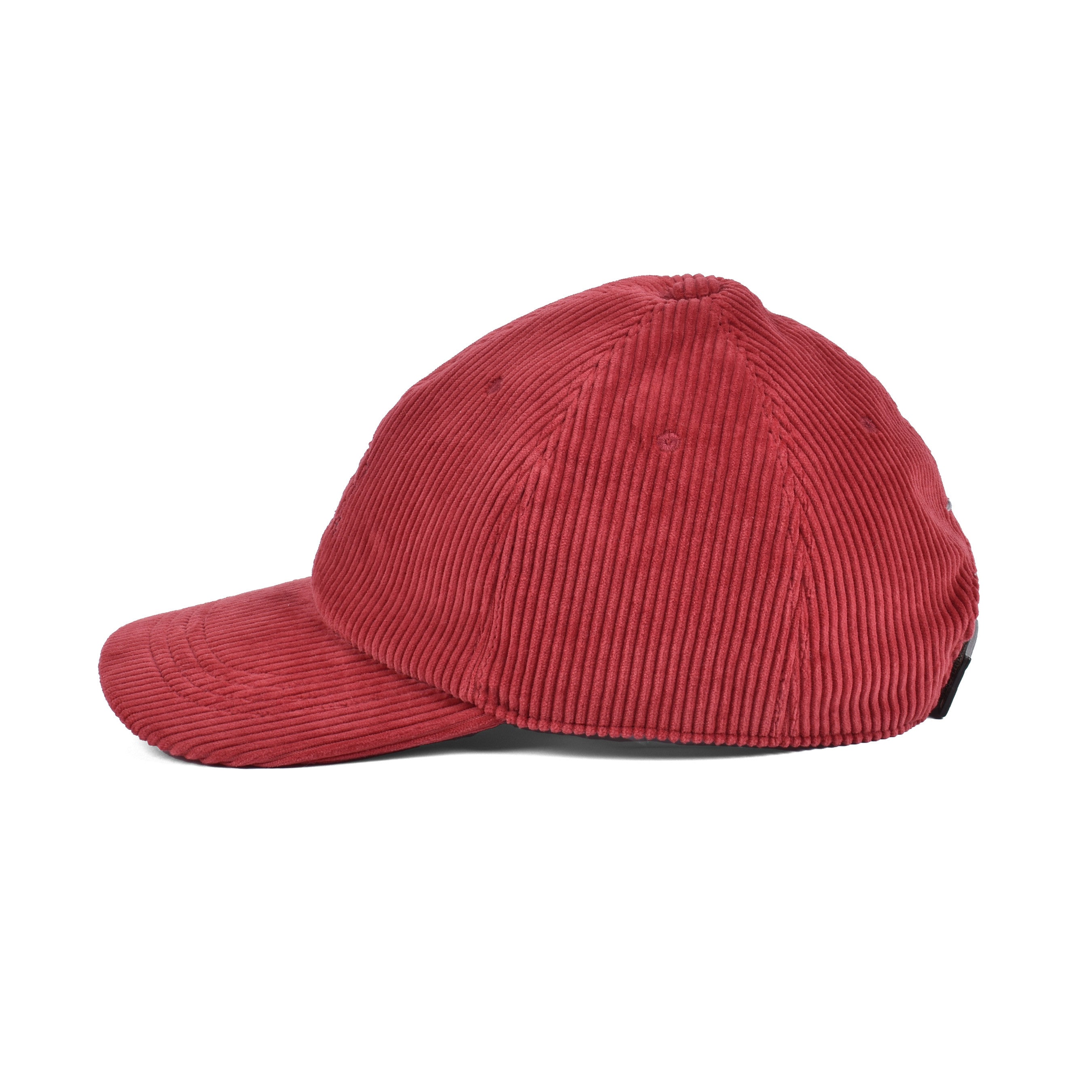 BRUNELLO CUCINELLI MEN'S 100% COTTON RED CORDUROY LOGO BASEBALL CAP/HAT