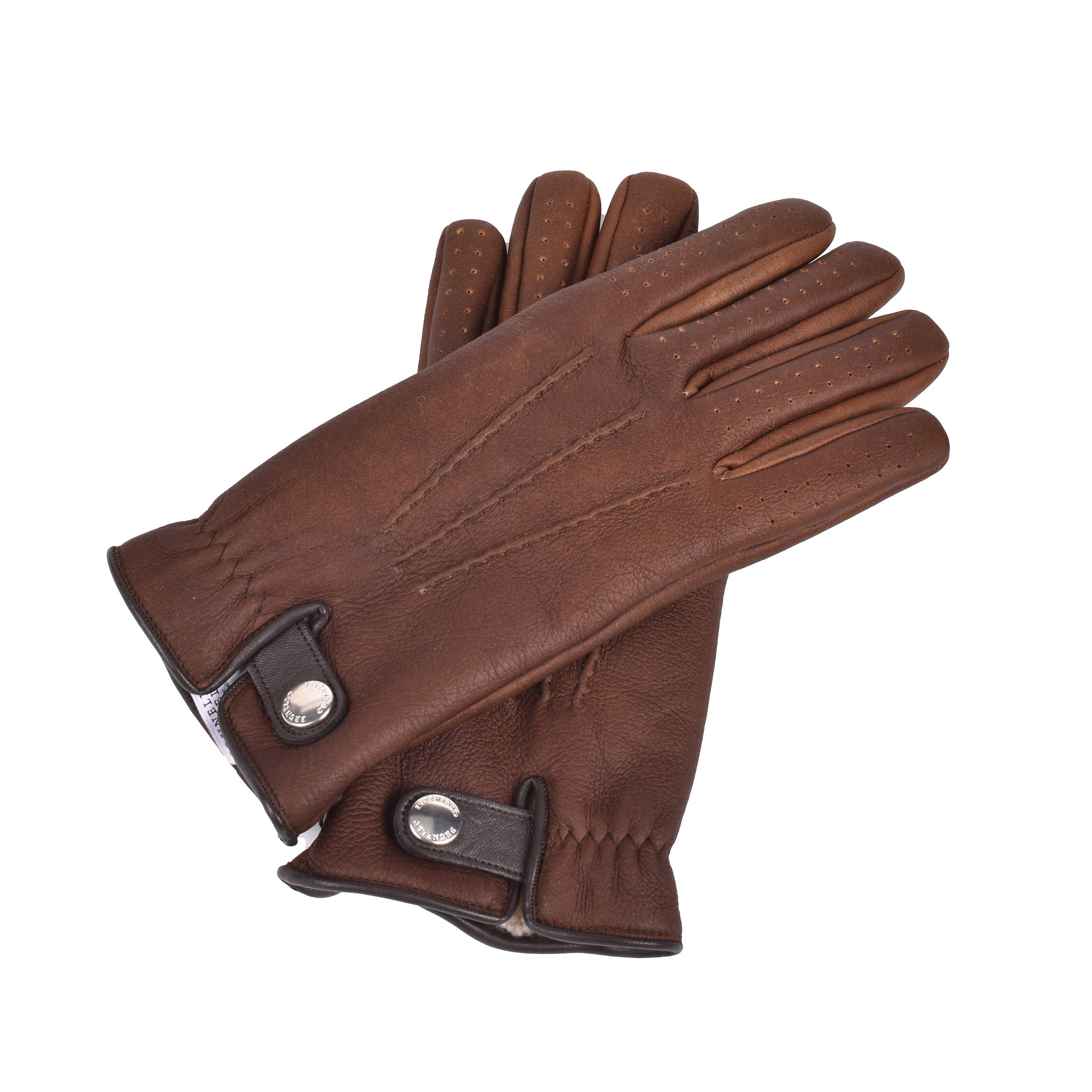 BRUNELLO CUCINELLI MEN'S SHEARLING WOOL LINED GENUINE LEATHER GLOVES
