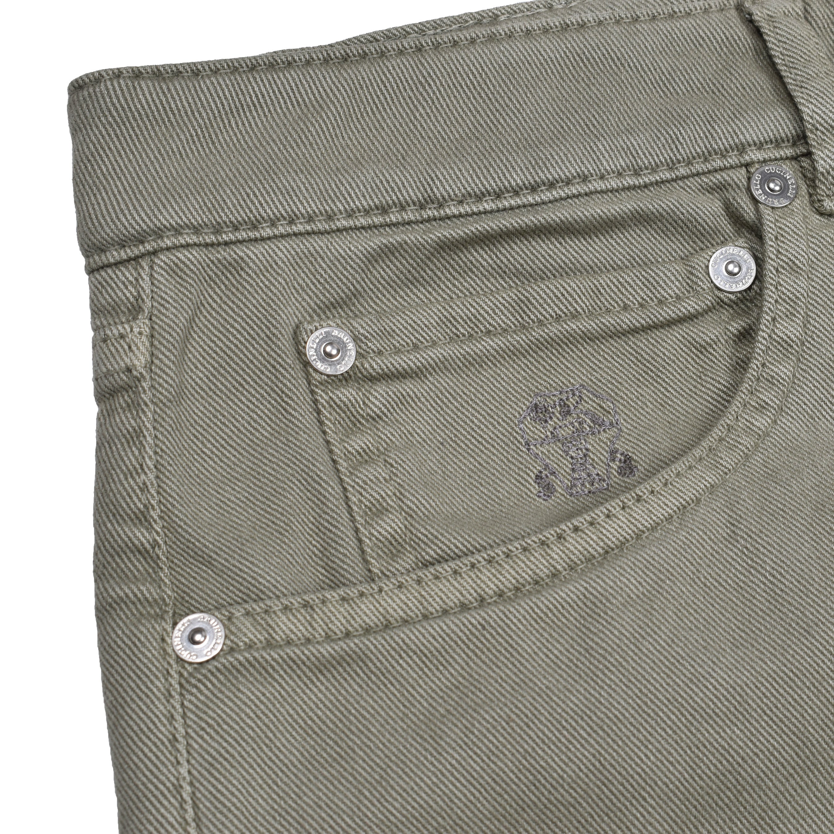 BRUNELLO CUCINELLI MEN'S SAGE FIVE-POCKET DENIM STYLE TROUSERS