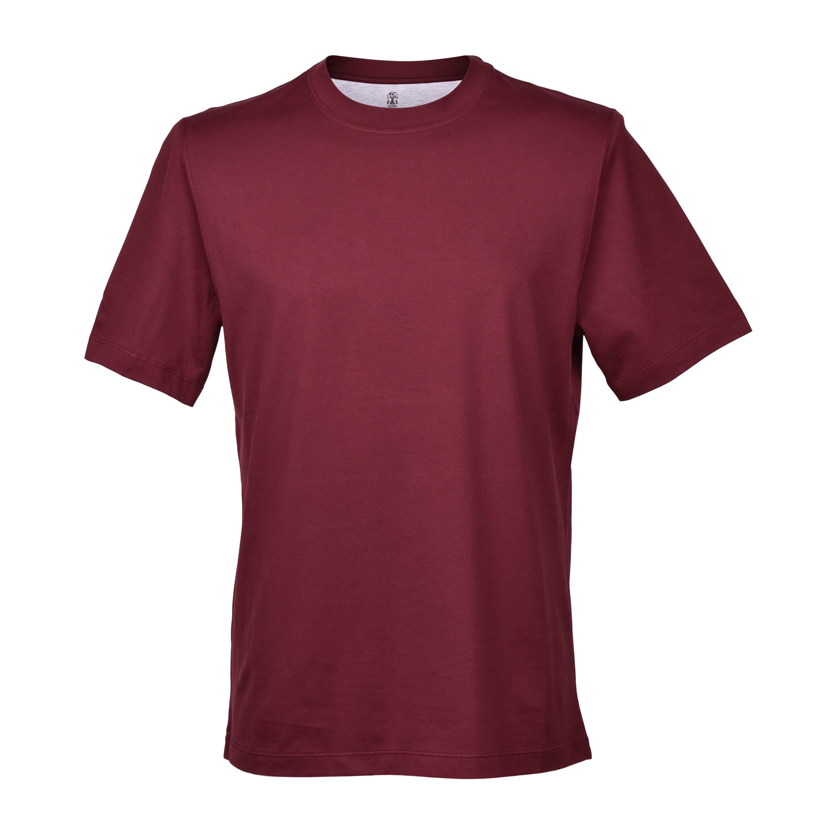 BRUNELLO CUCINELLI MEN'S RED SILK BLEND CREW NECK T-SHIRT