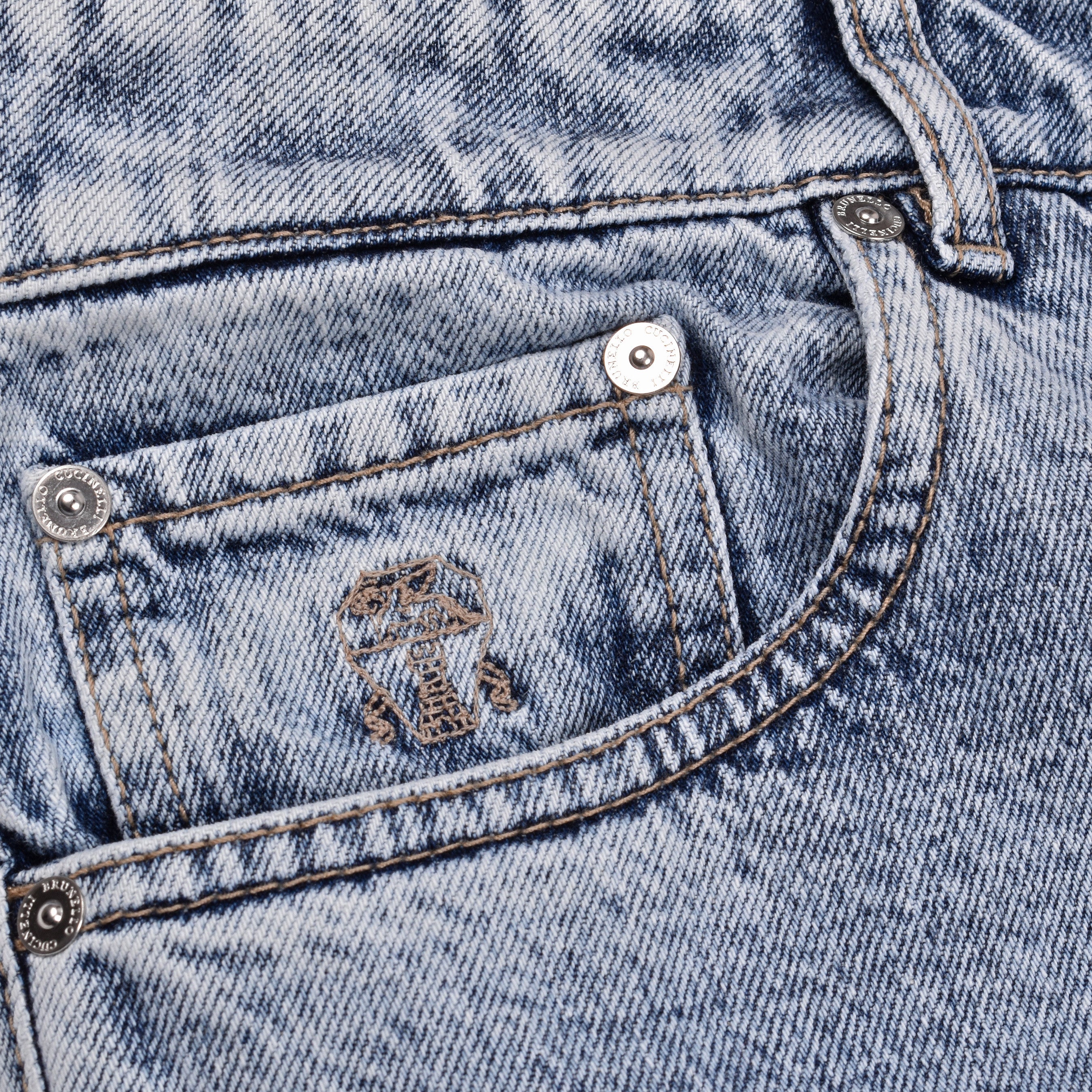 BRUNELLO CUCINELLI MEN'S BLUE FIVE-POCKET JEANS