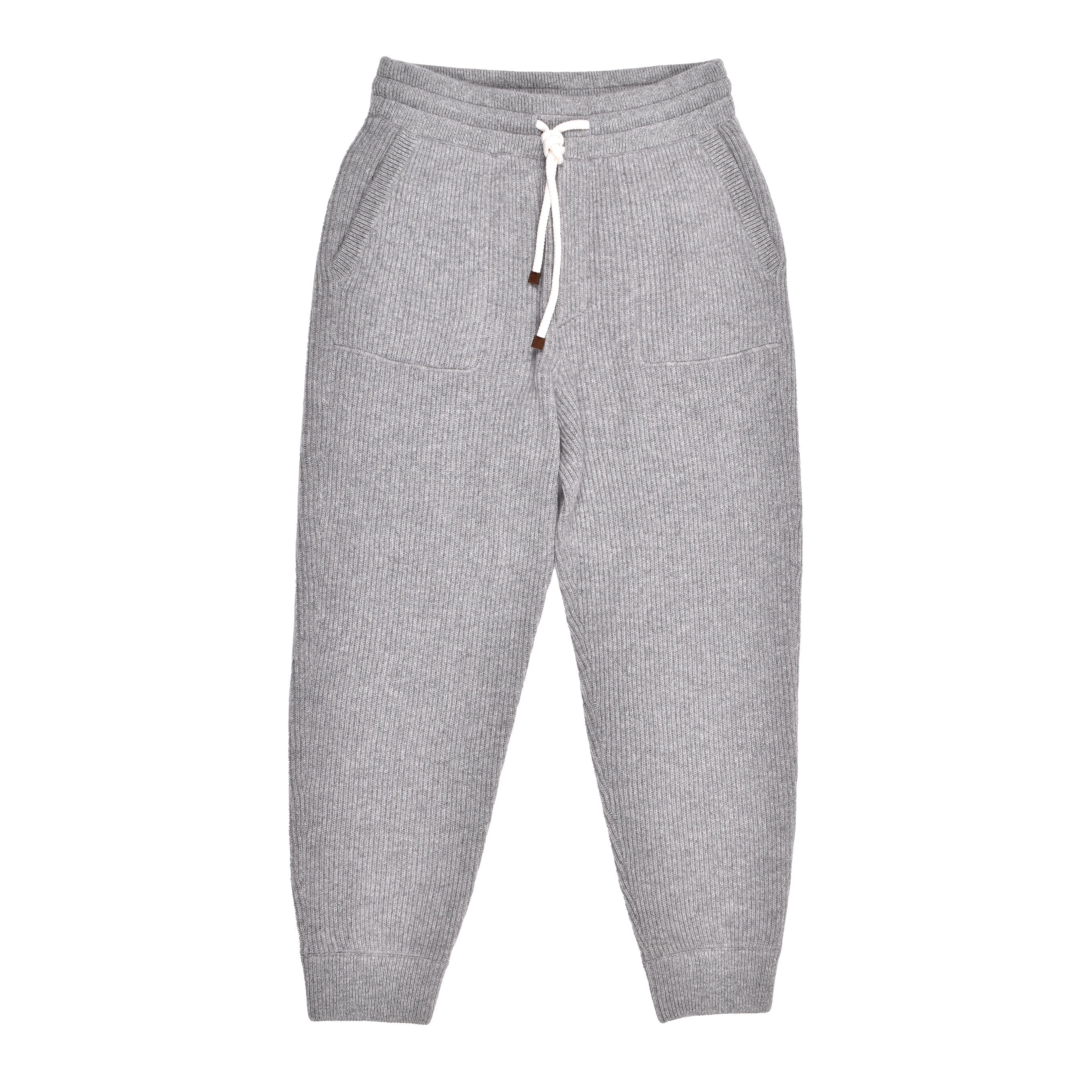 BRUNELLO CUCINELLI MEN'S LIGHT GREY CASHMERE TROUSERS