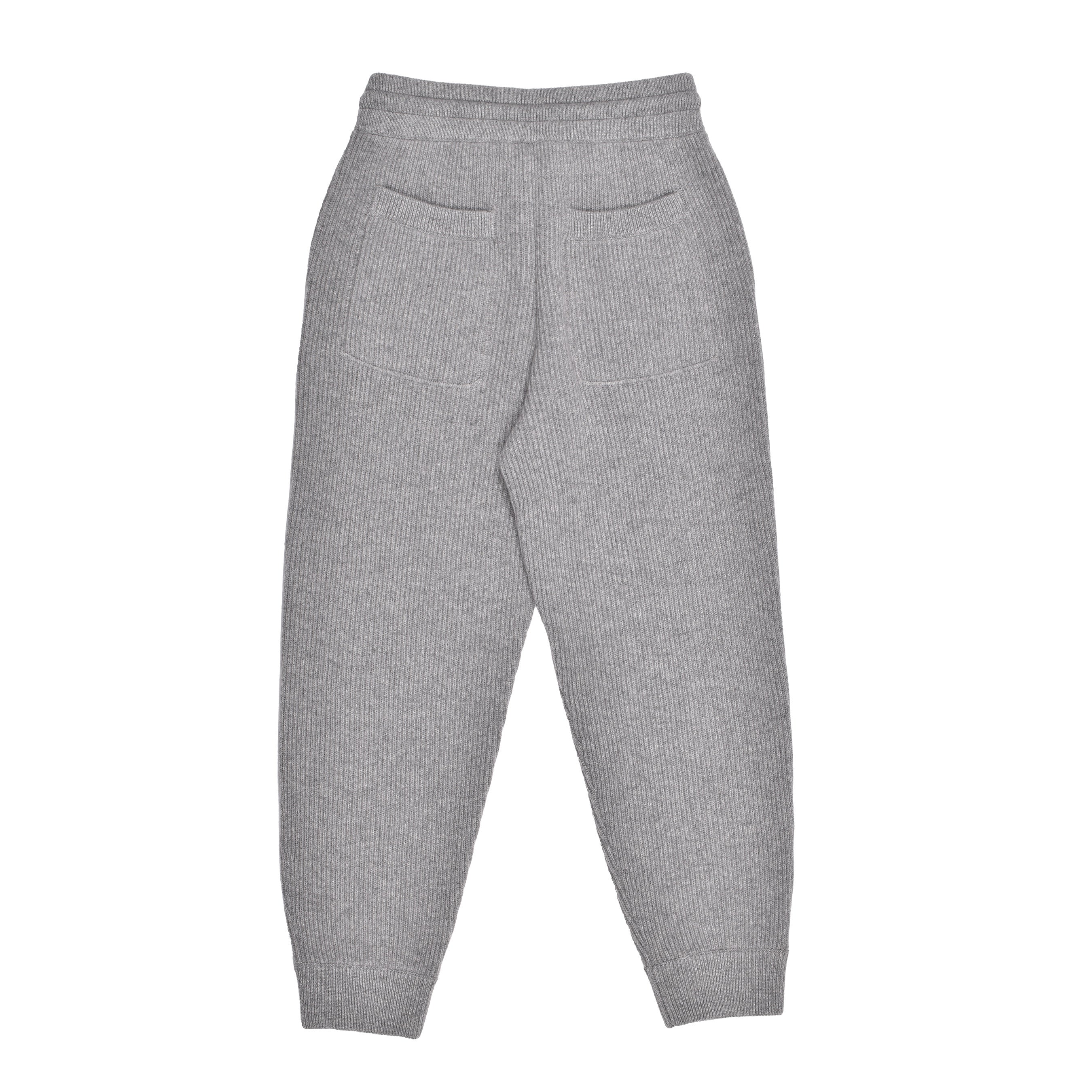BRUNELLO CUCINELLI MEN'S GRAY CASHMERE RIBBED TROUSERS