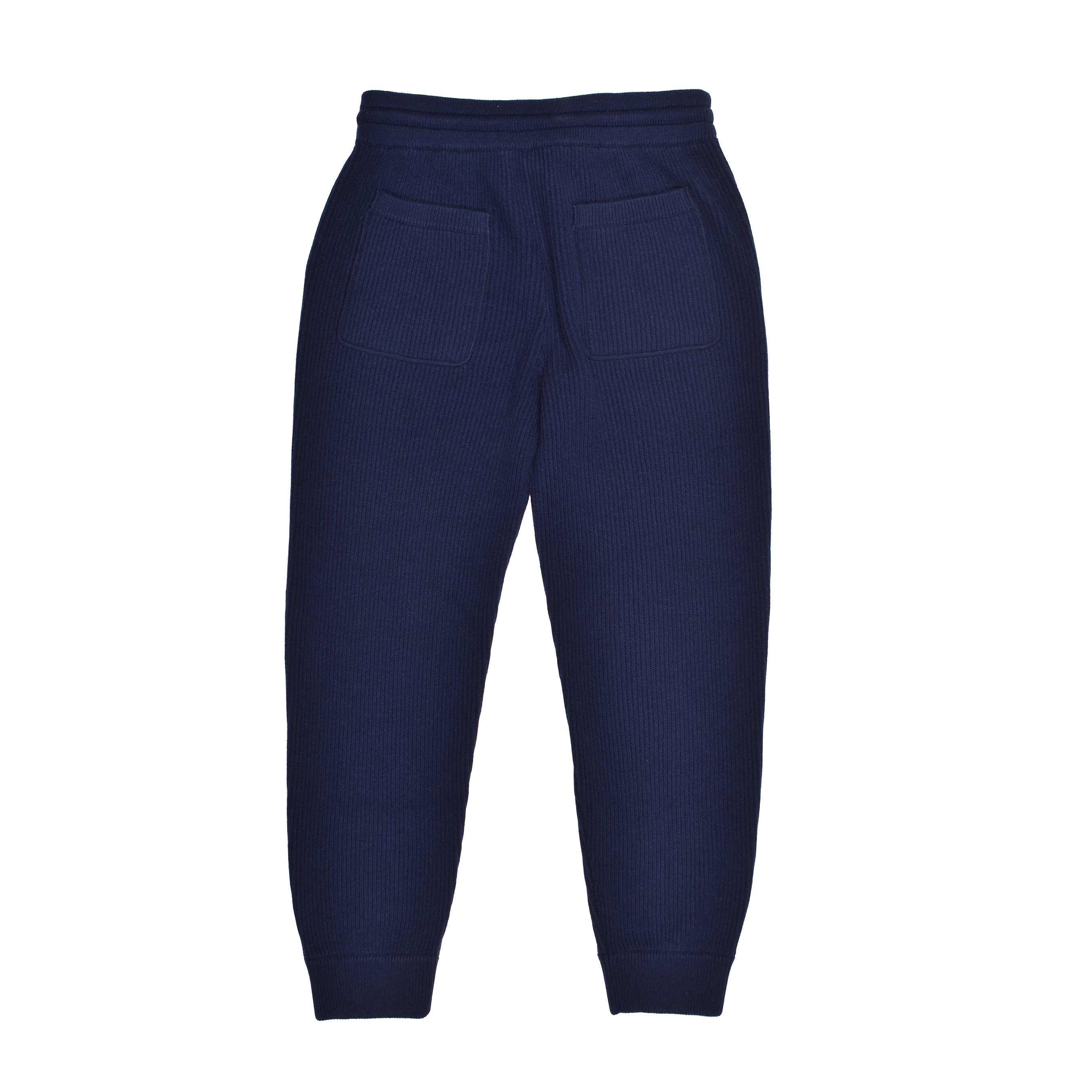 BRUNELLO CUCINELLI MEN'S NAVY CASHMERE RIBBED TROUSERS