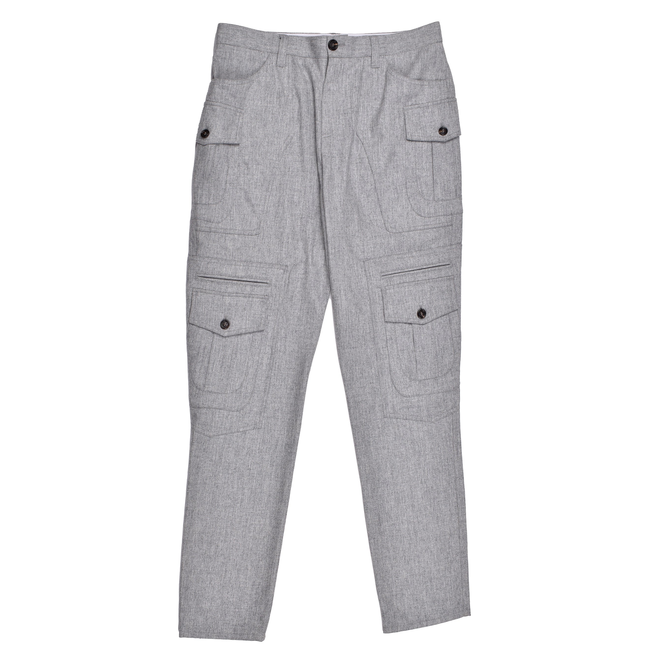 BRUNELLO CUCINELLI MEN'S PEARL VIRGIN WOOL CARGO TROUSERS