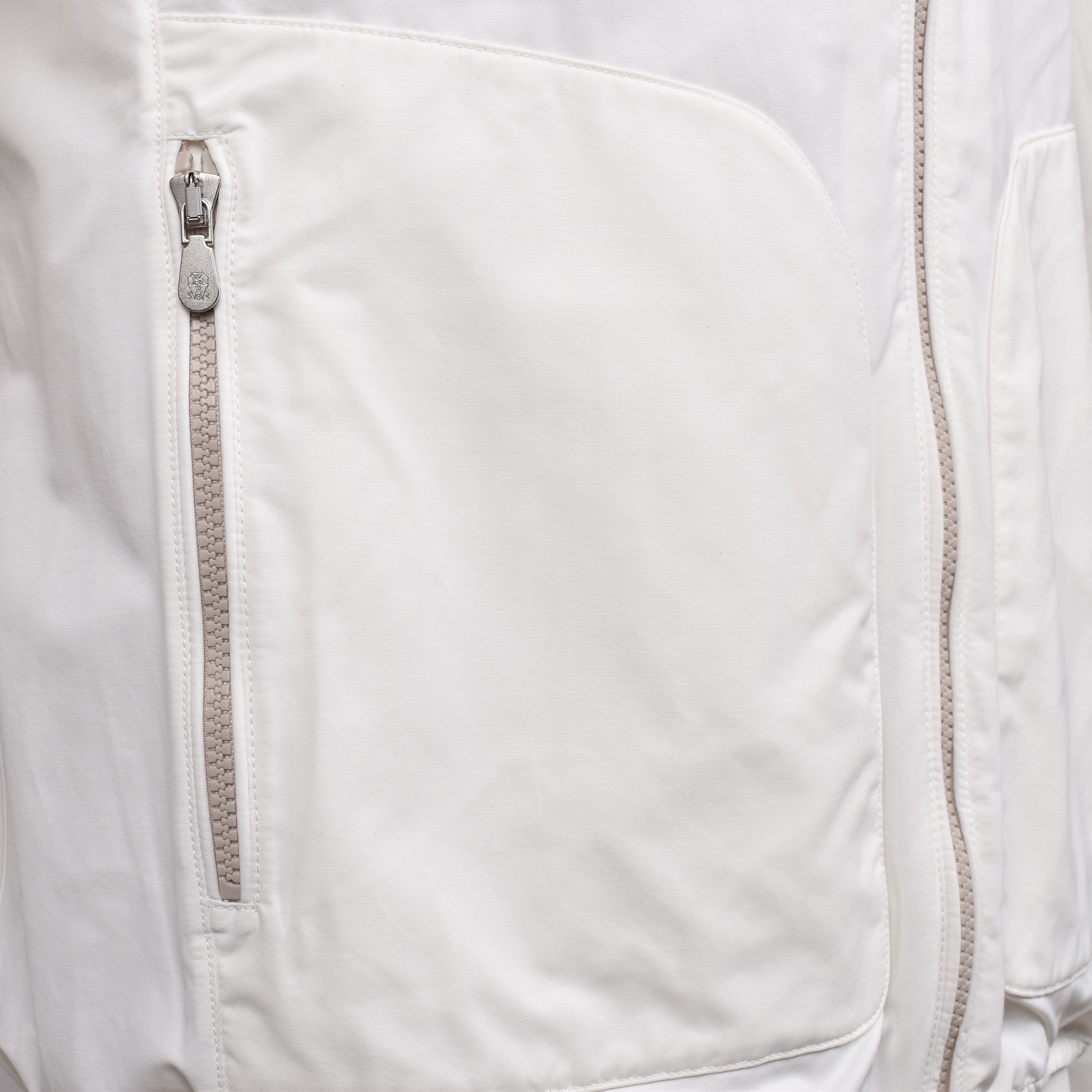 BRUNELLO CUCINELLI MEN'S COTTON BLEND LIGHTWEIGHT WHITE WINDBREAKER JACKET
