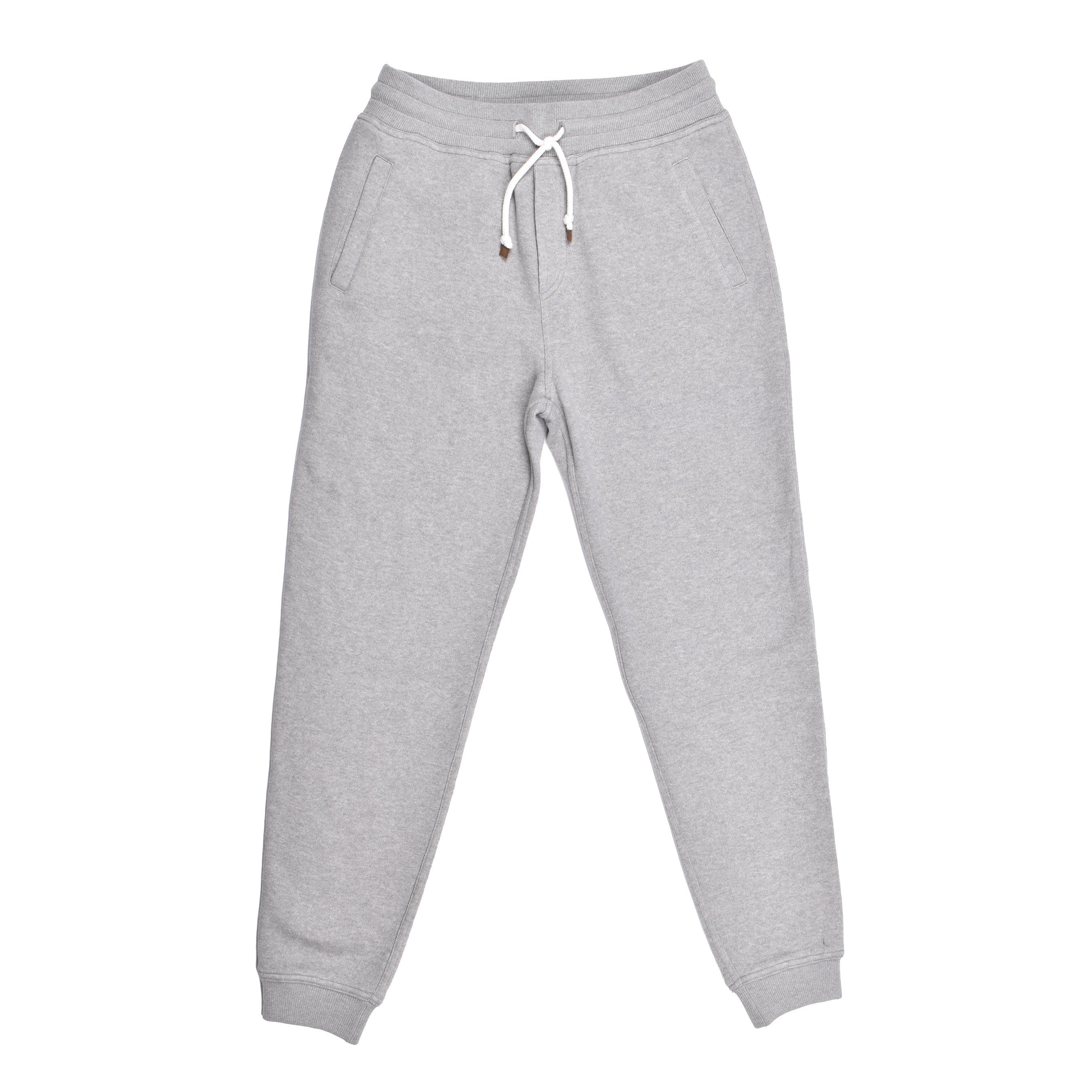BRUNELLO CUCINELLI MEN'S LIGHT GREY WOOL JOGGER PANTS