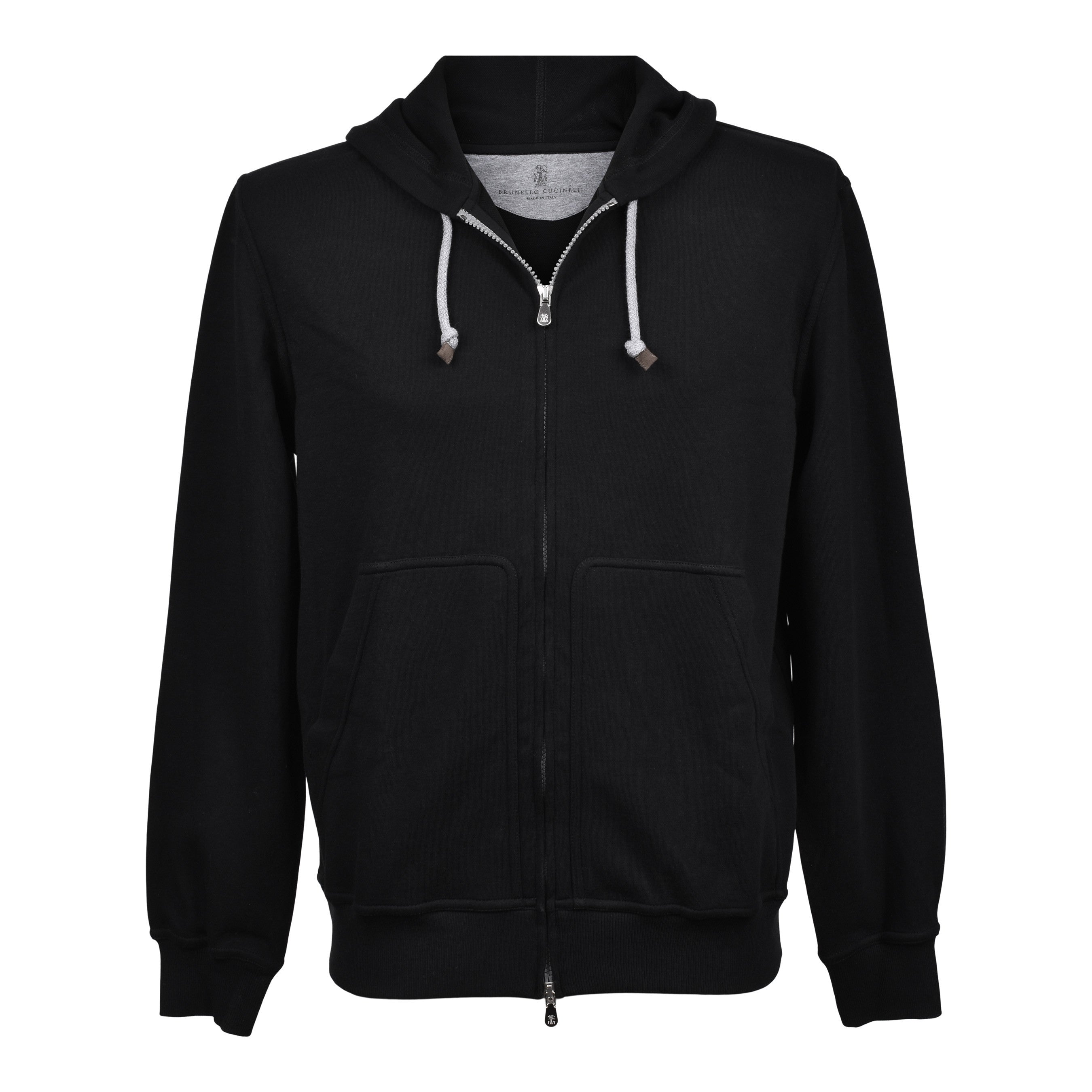 BRUNELLO CUCINELLI MEN'S JET BLACK ATHLETIC ZIP UP HOODIE SWEATSHIRT/SWEATER NEW