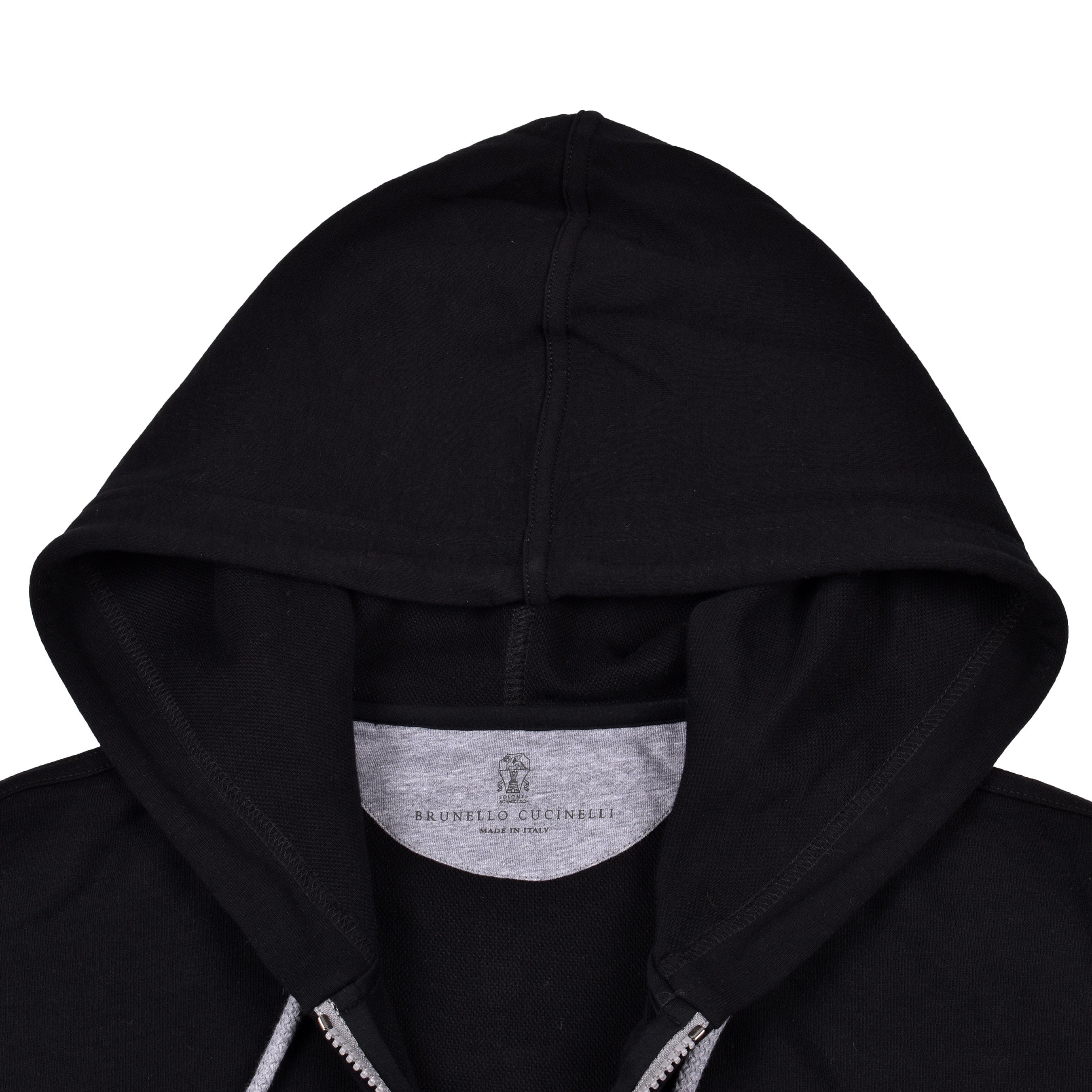 BRUNELLO CUCINELLI MEN'S JET BLACK ATHLETIC ZIP UP HOODIE SWEATSHIRT/SWEATER NEW