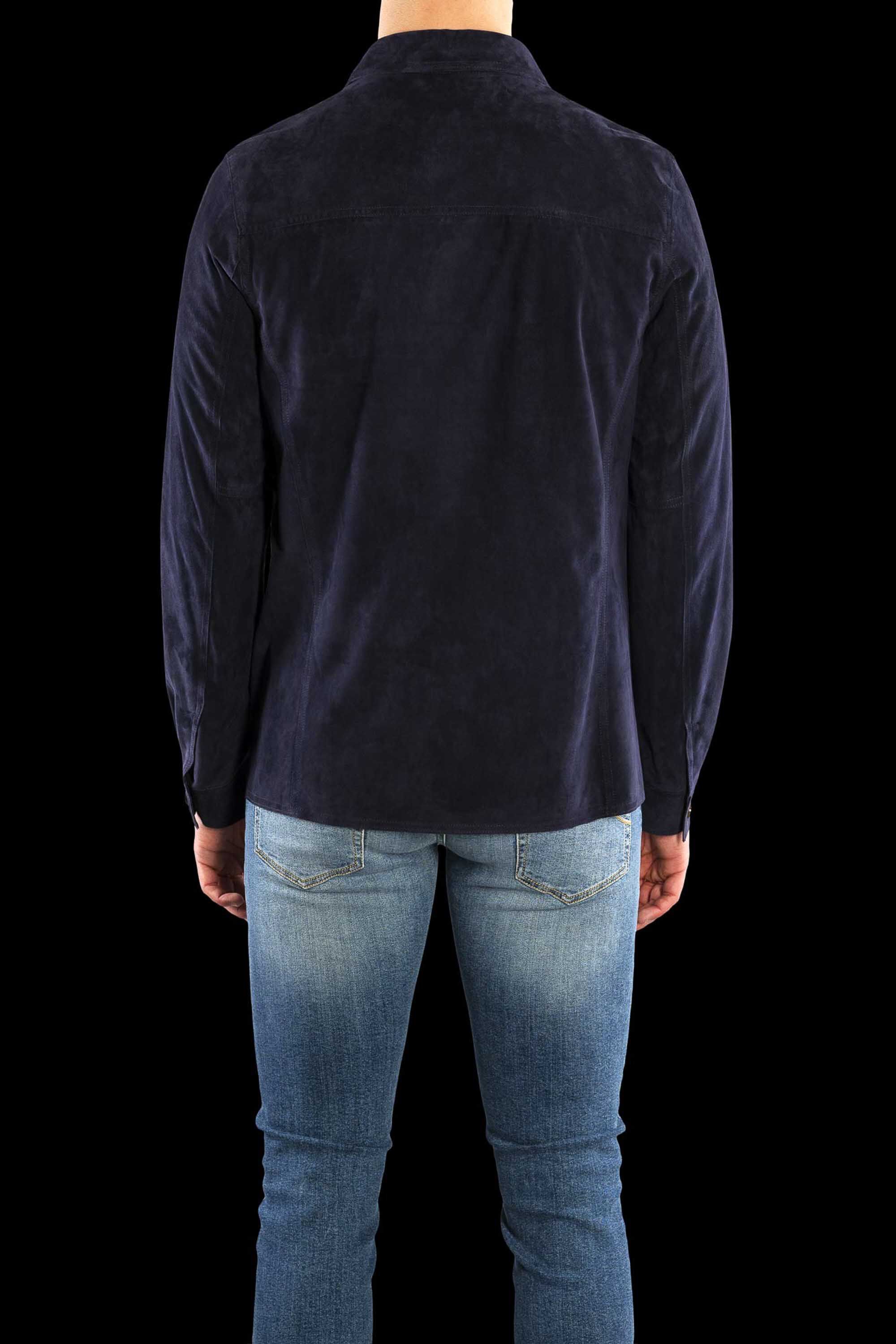 MOORER MEN'S BLUE SUEDE BUTTON-UP JACKET