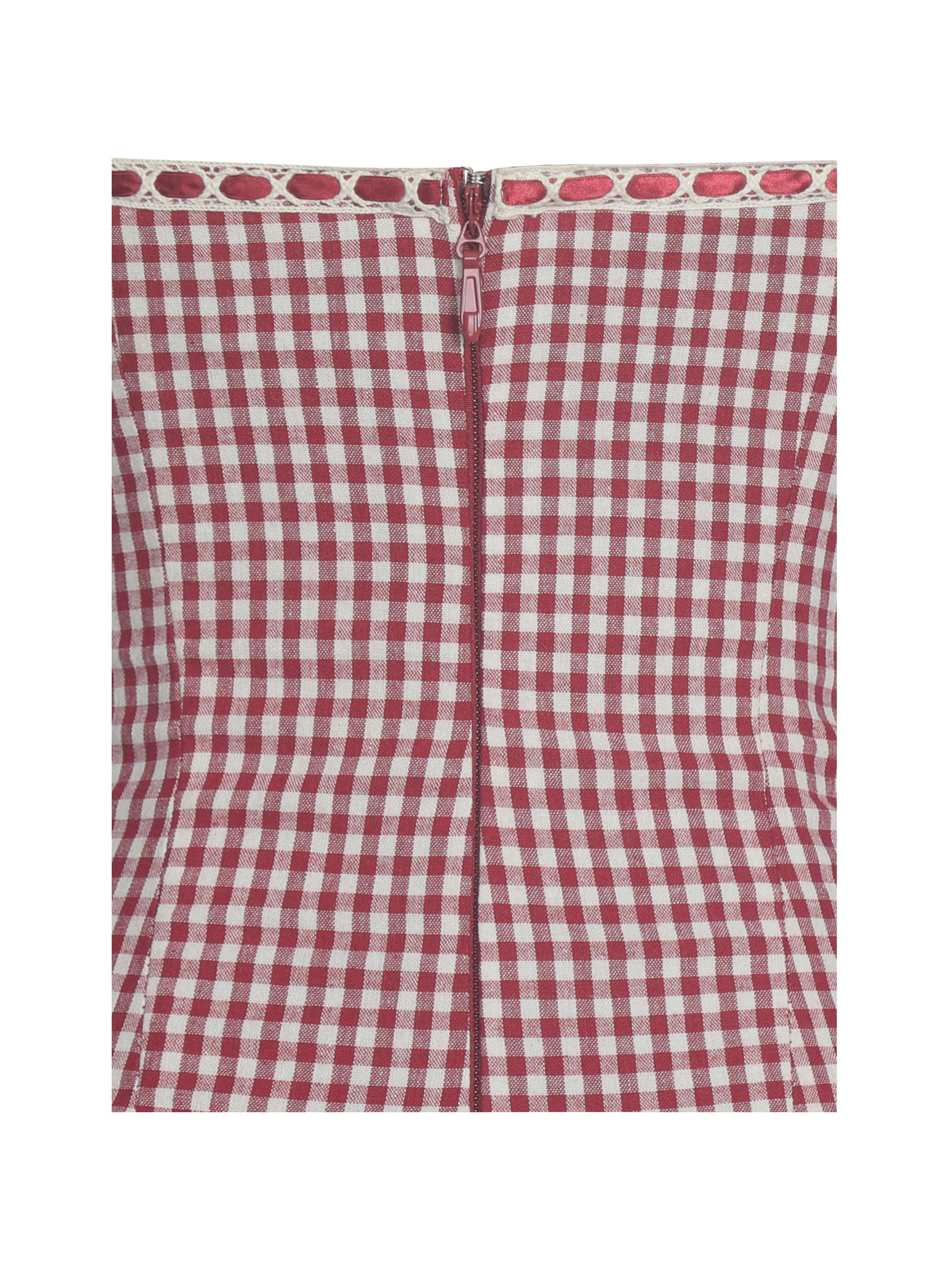Susanna Red Cotton Gingham Drop Waist Midi Dress