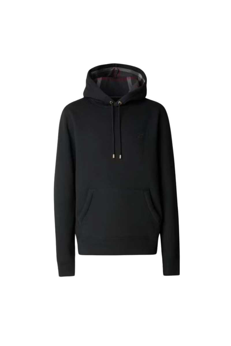 Burberry Embroidered EKD Cotton Blend Hoodie Black