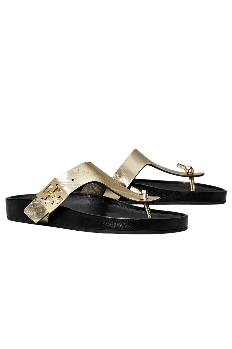 Tory Burch Mellow Thong Sandal Spark Gold/Perfect Black 165582723