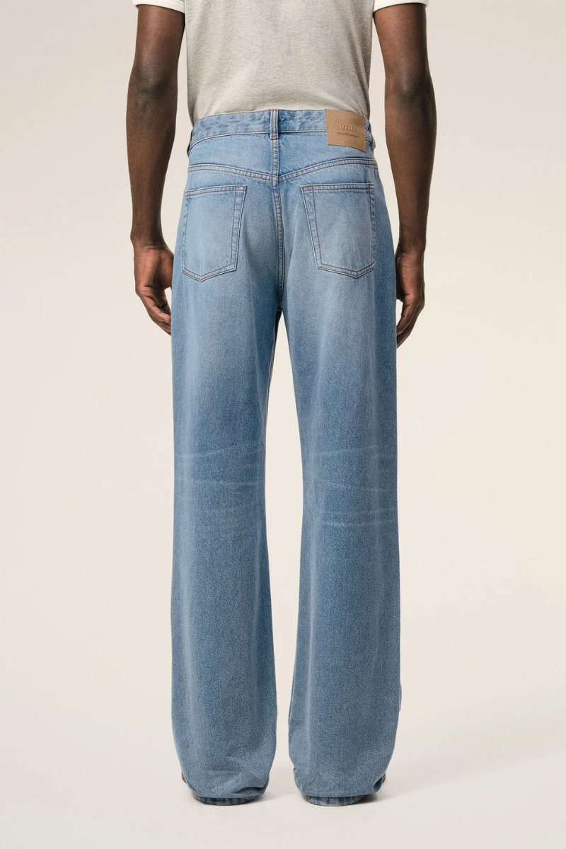 Ami Paris Cotton Large Fit Jeans-Blue