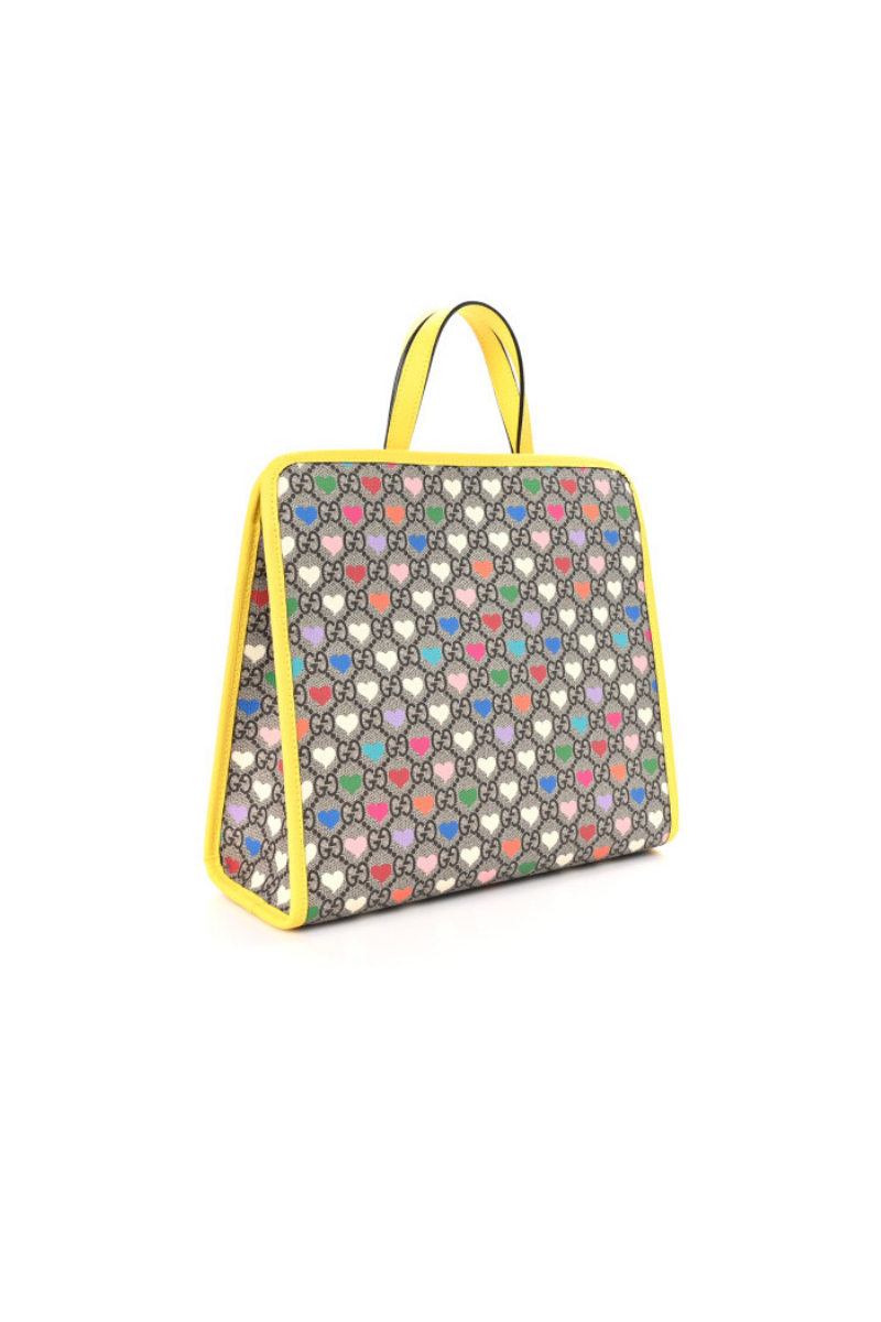 Gucci GG Supreme Monogram Hearts Children's Tote - Beige Ebony Multicolor Freesia